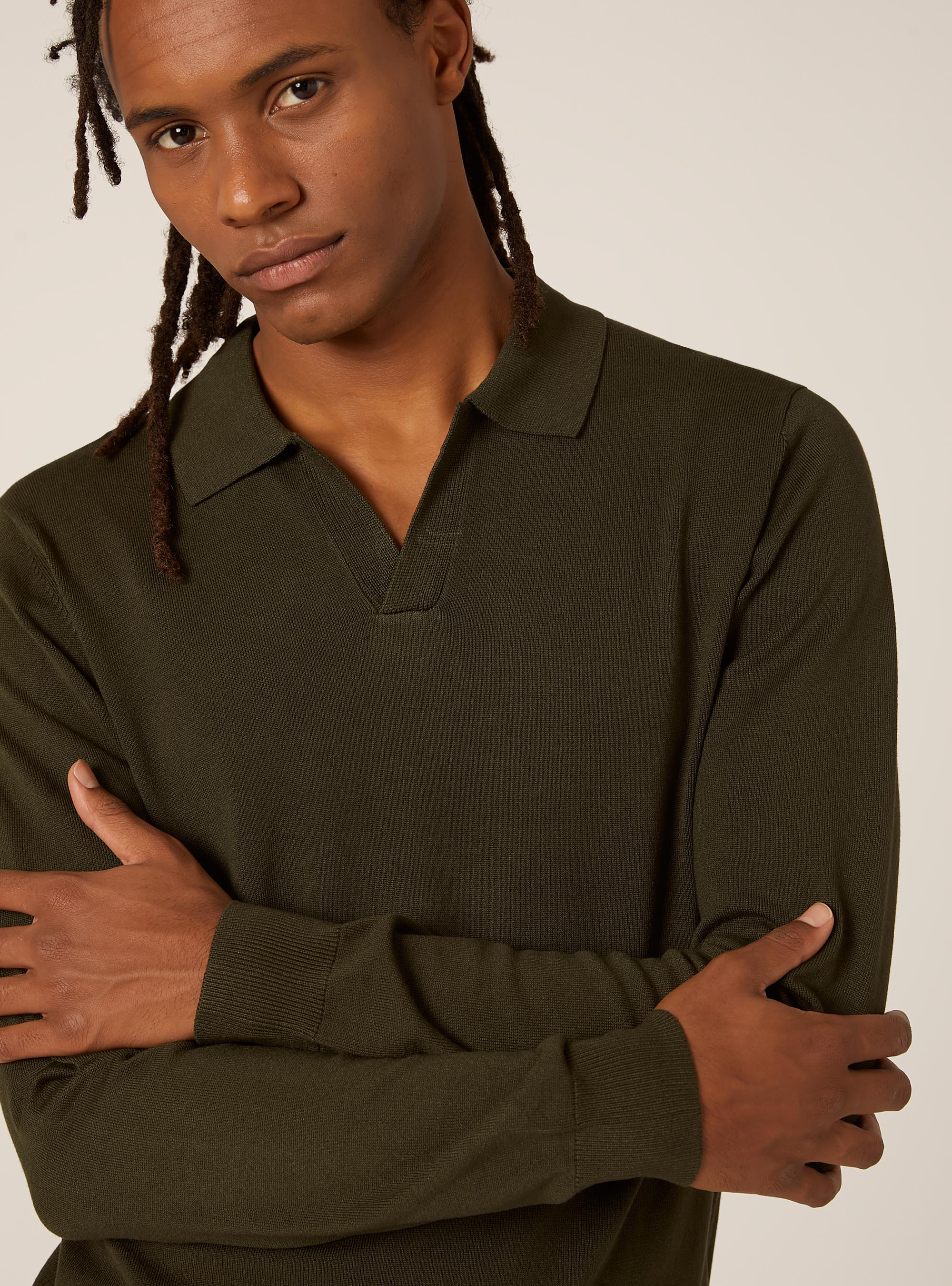 Polo en maille douce, KY1 KAKY DARK