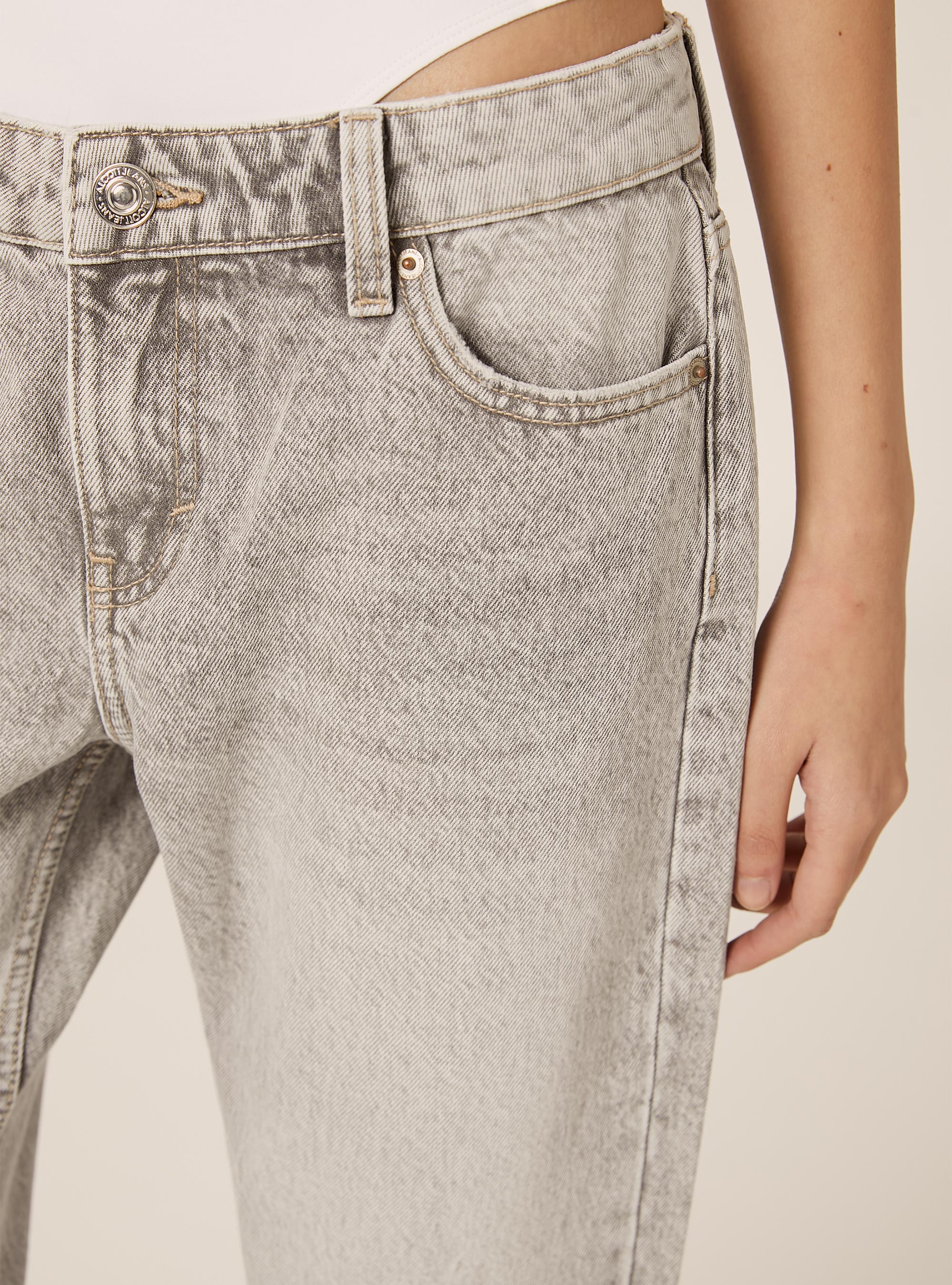 Jeans droit taille basse, D00G GREY