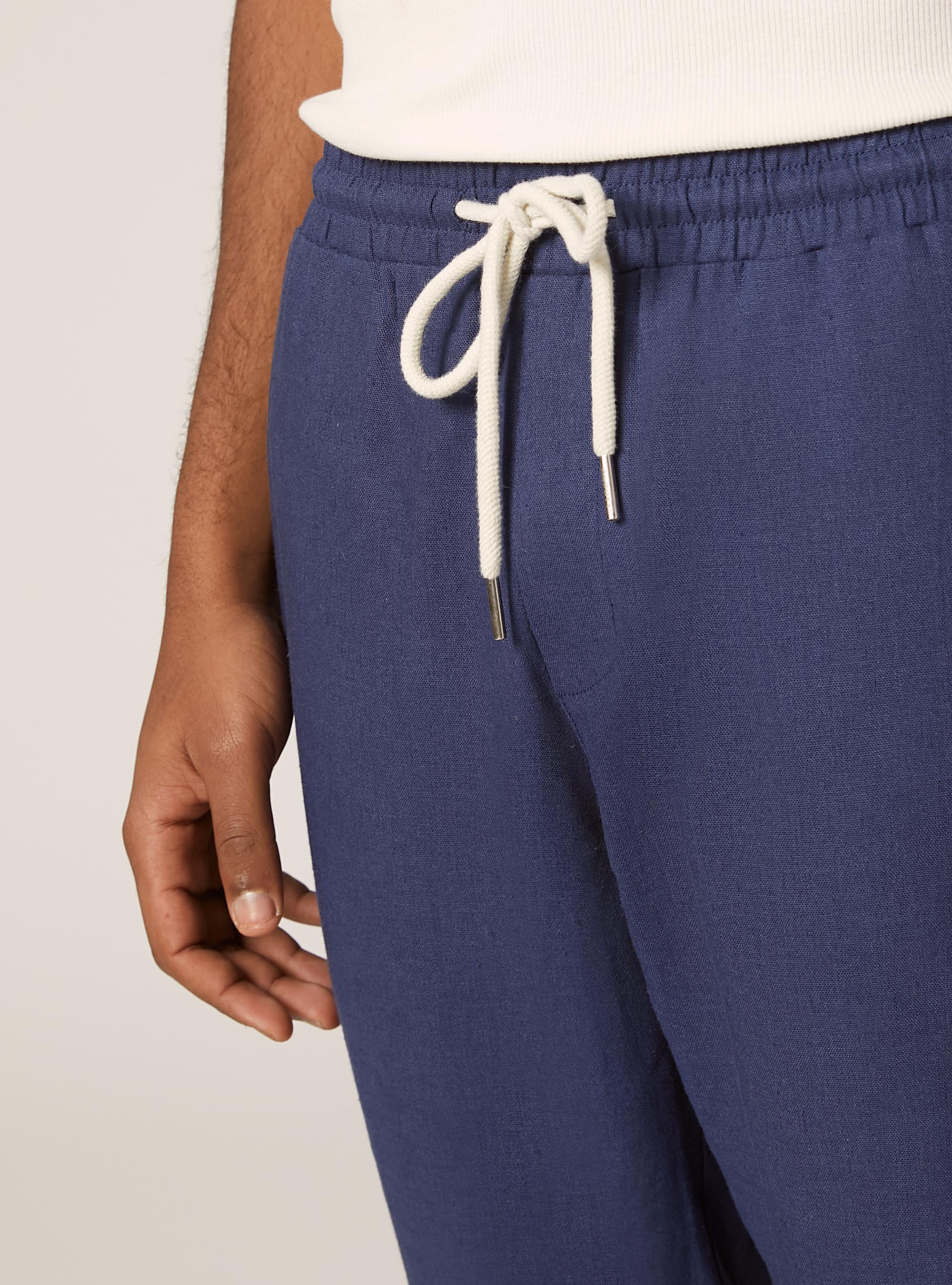 Linen blend jogger trousers, BL2 BLUE MEDIUM