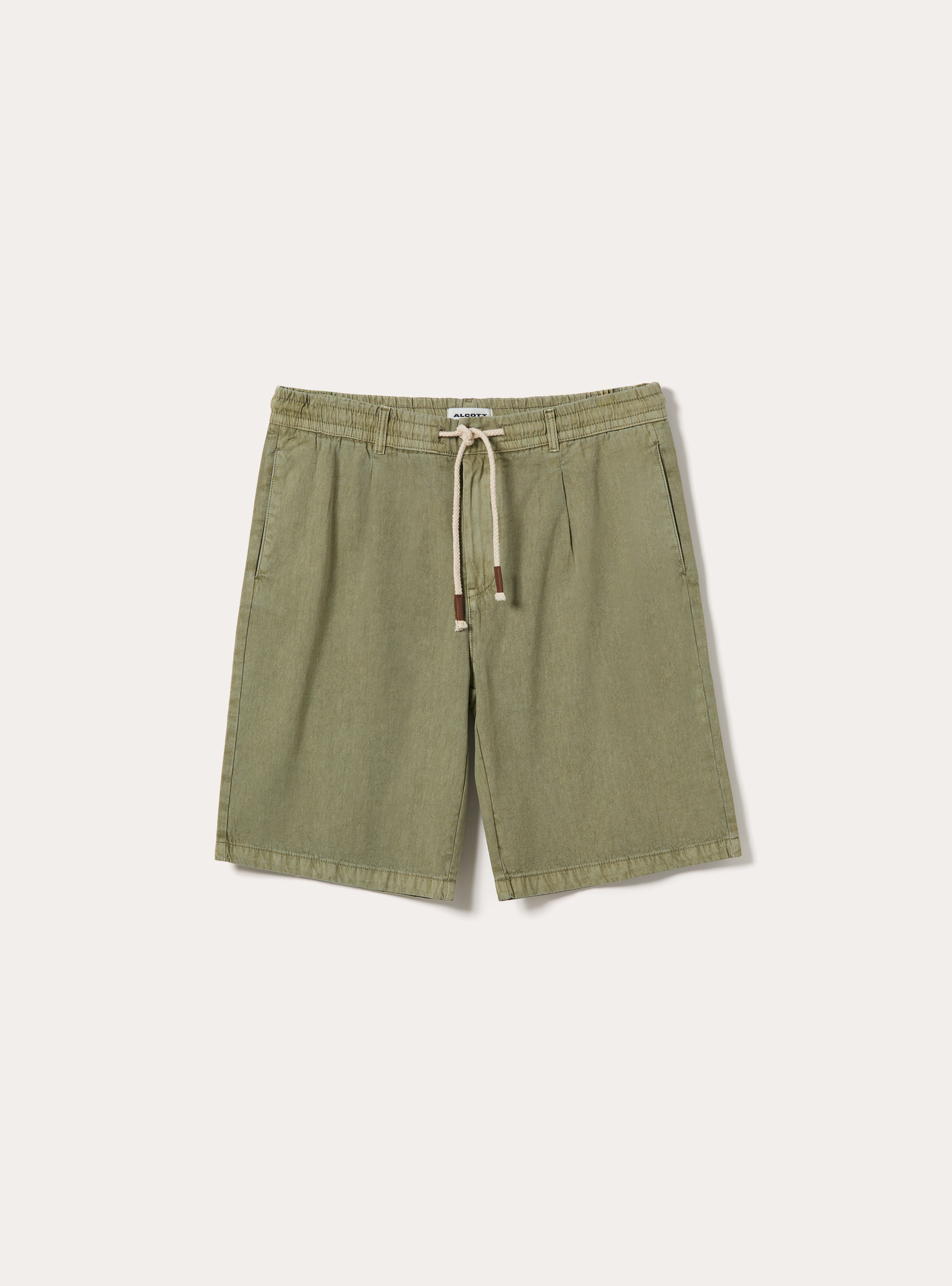 Pleated Baby Twill Drawstring Bermuda Shorts, KY2 KAKY MEDIUM