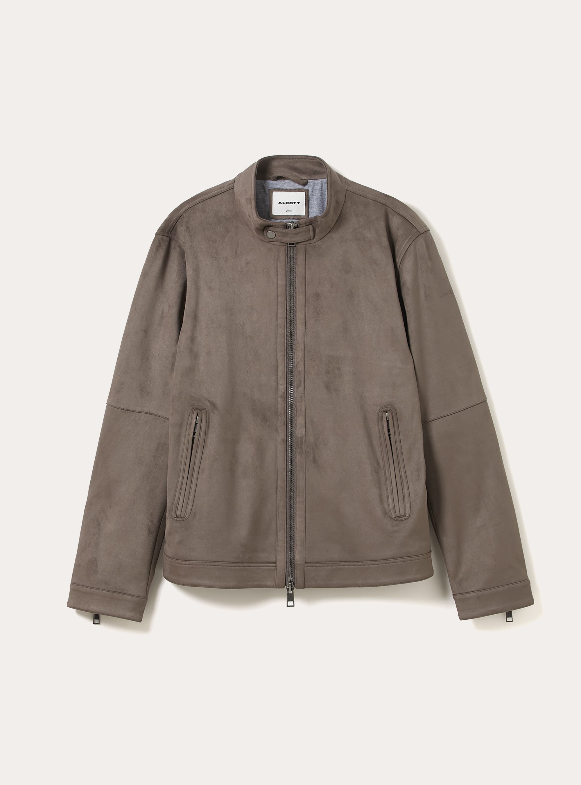 Suede-effect biker jacket, GY1 GREY DARK