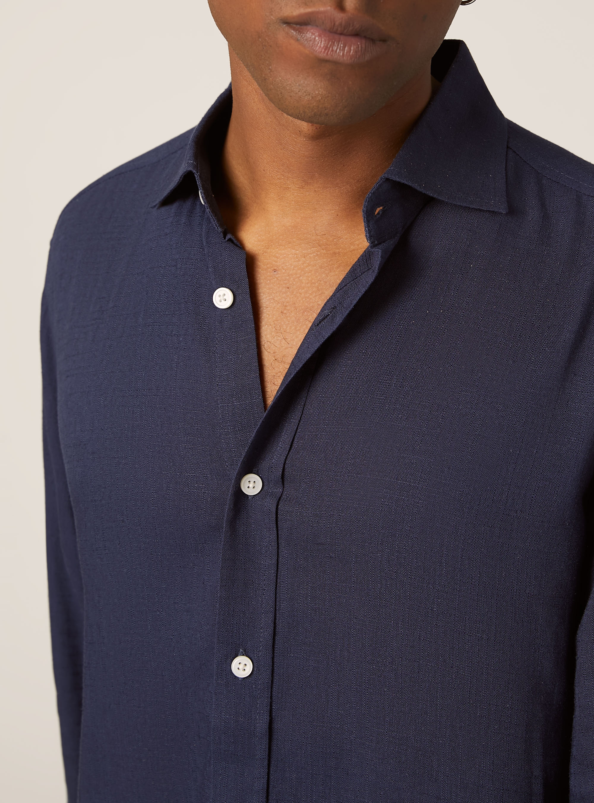 Chemise en lin m&eacute;lang&eacute;, BL2 BLUE MEDIUM