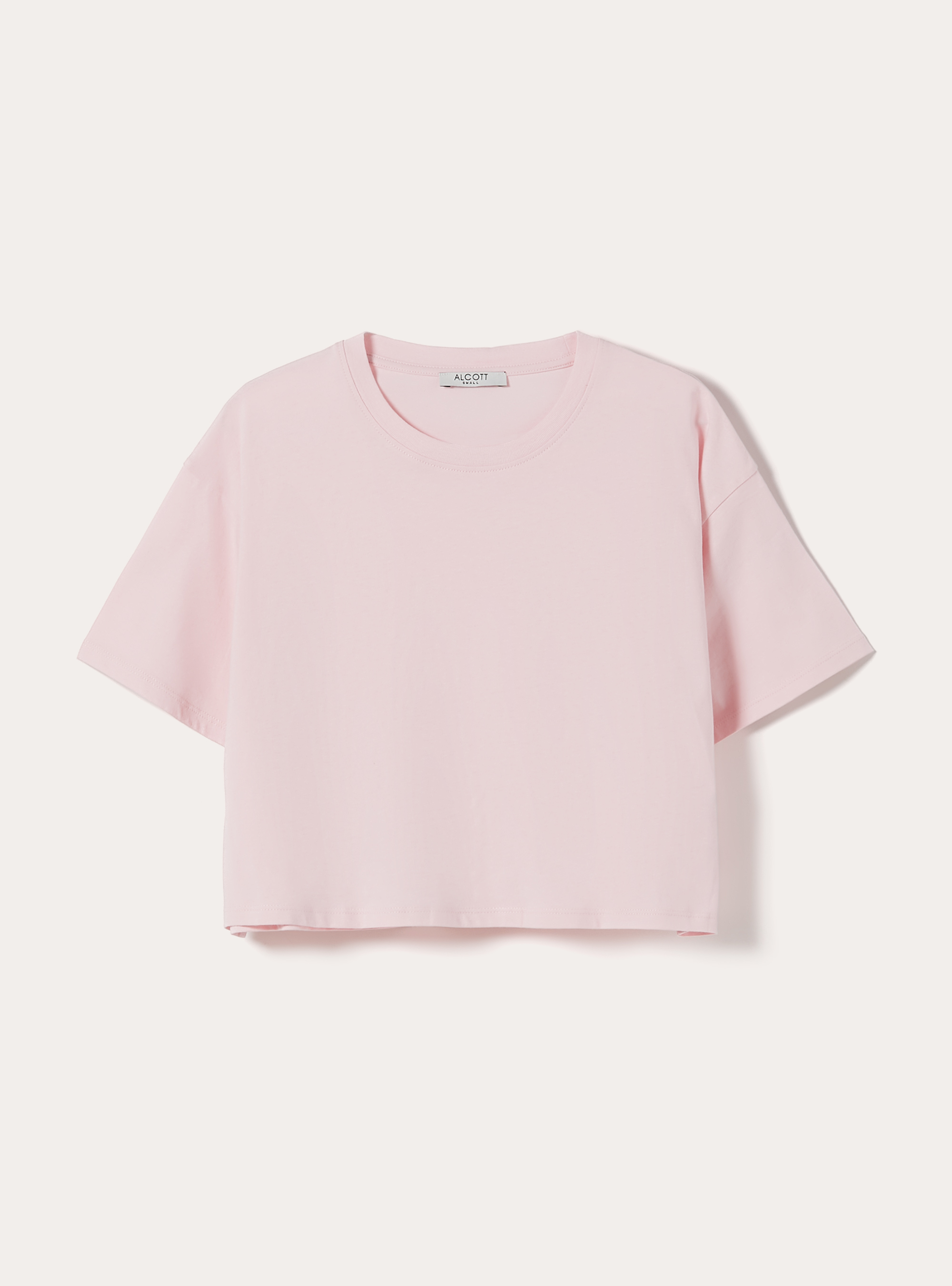 Basic Crew Neck Cropped T-Shirt, PK3 PINK LIGHT