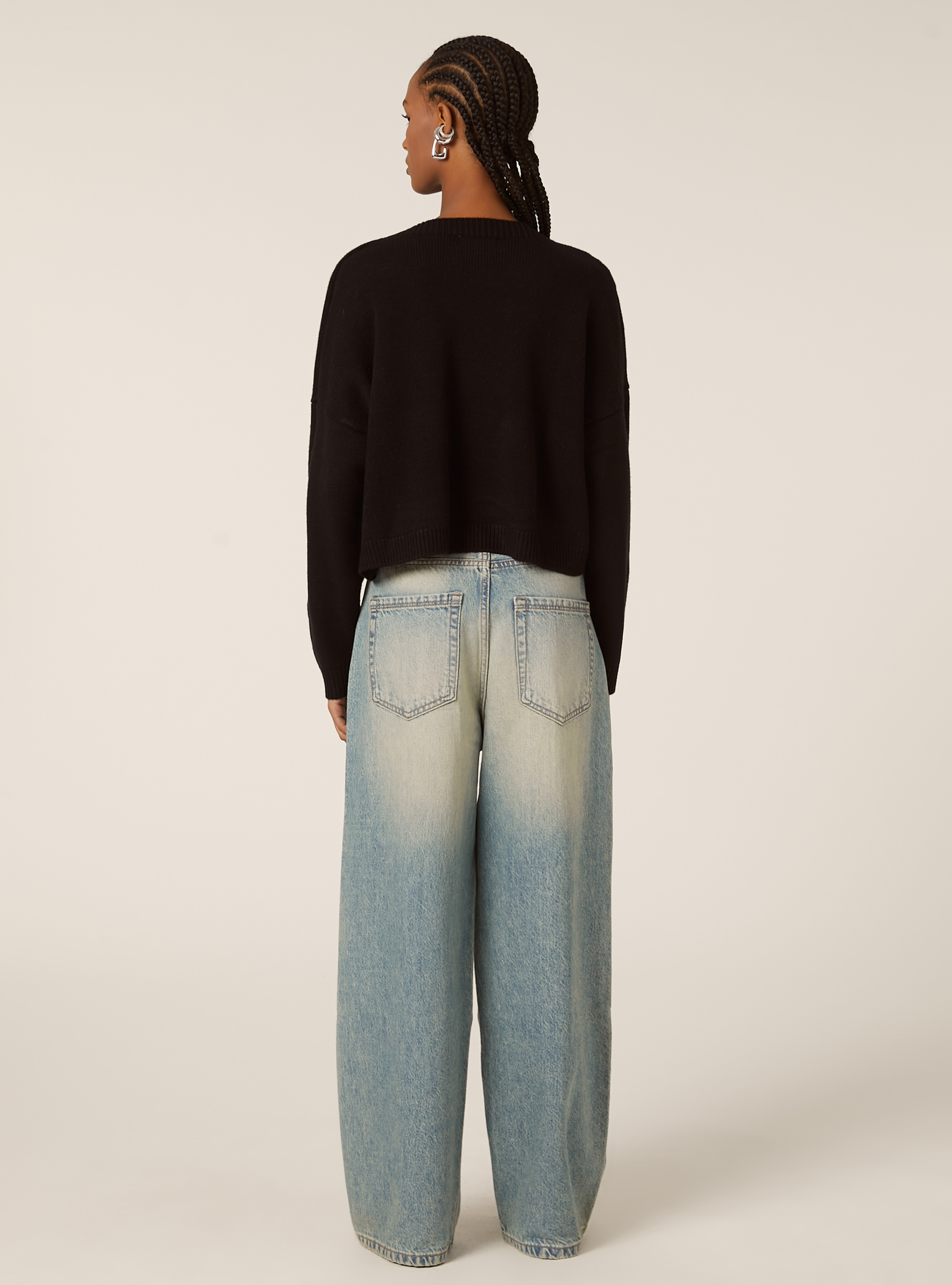Pull &agrave; col rond basique, BK1 BLACK