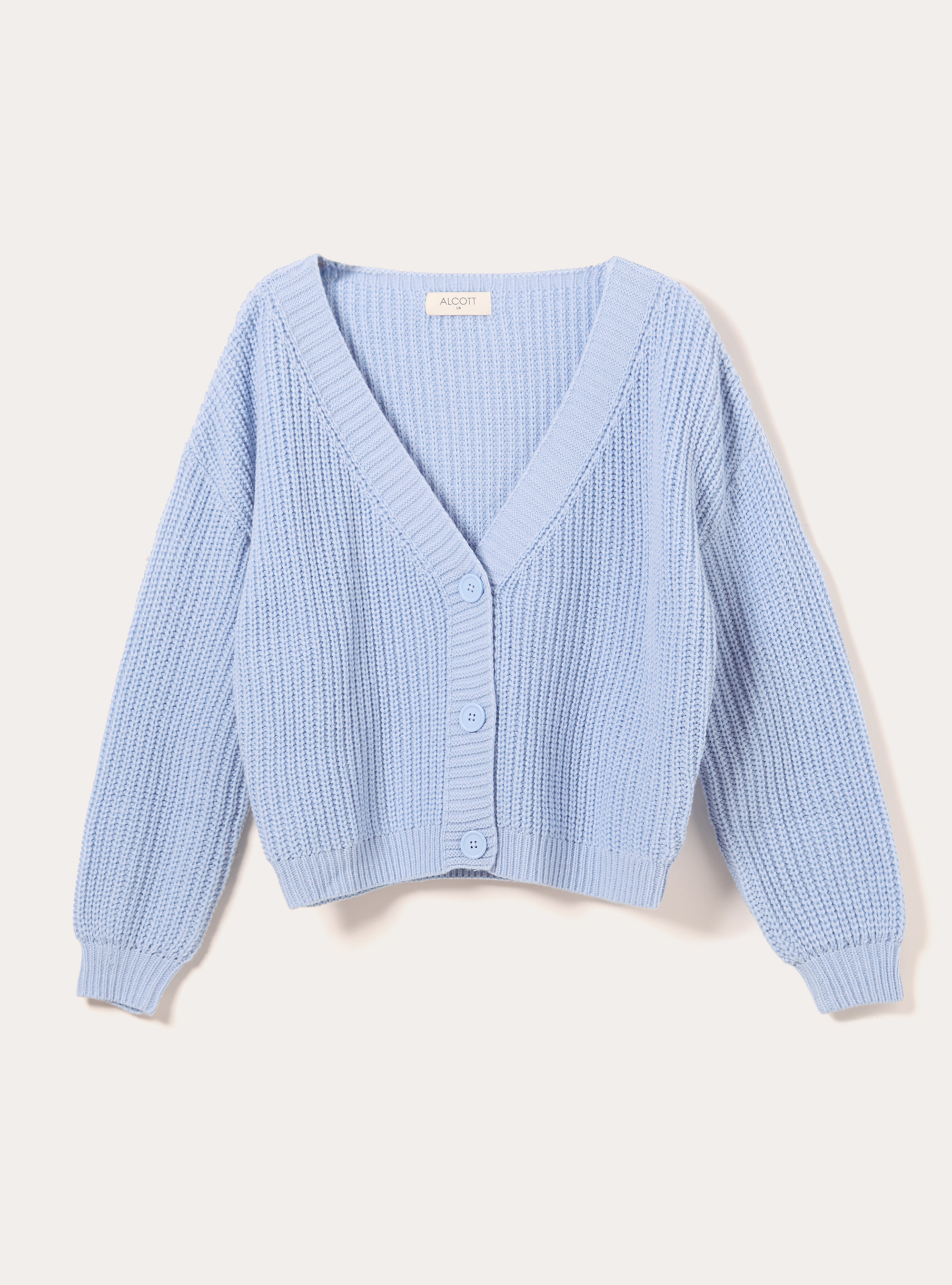 Cardigan en maille &agrave; encolure en V, MAZ2 AZURE MEL MEDIUM