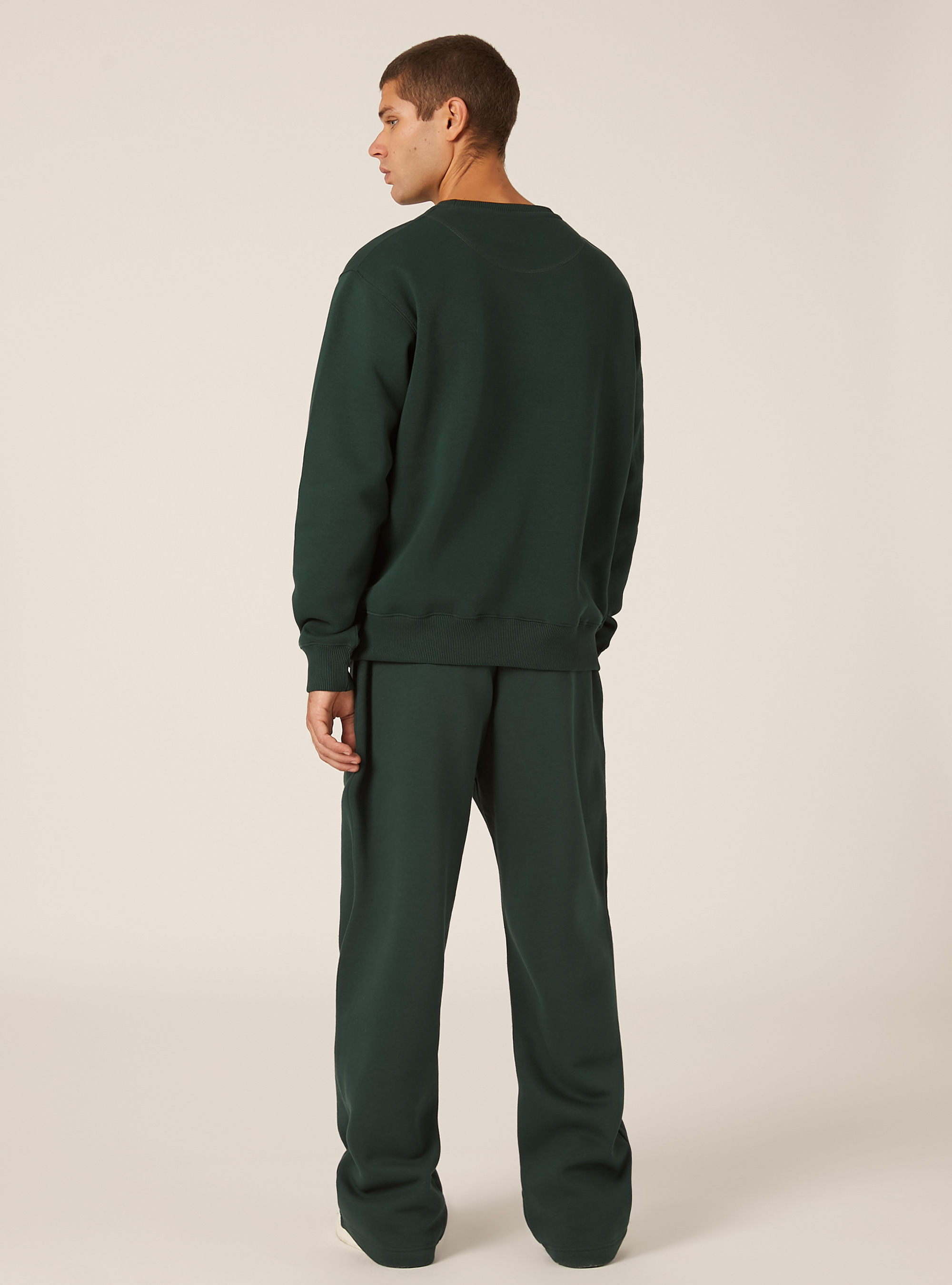 Sweat-shirt &agrave; col rond uni, GN1 GREEN DARK