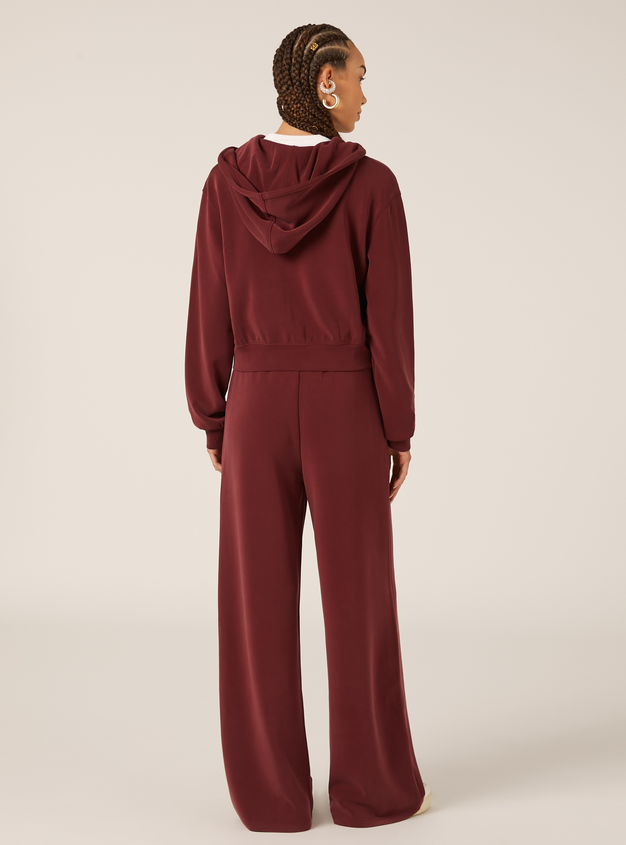 Chaqueta con cremallera y capucha soft touch, BO1 BORDEAUX DARK