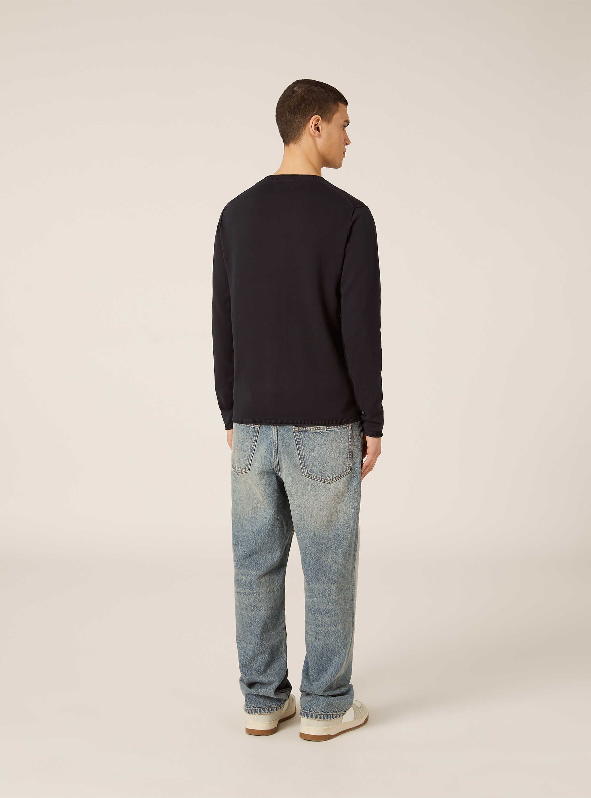 Pull &agrave; col rond en coton, NA2 NAVY MEDIUM