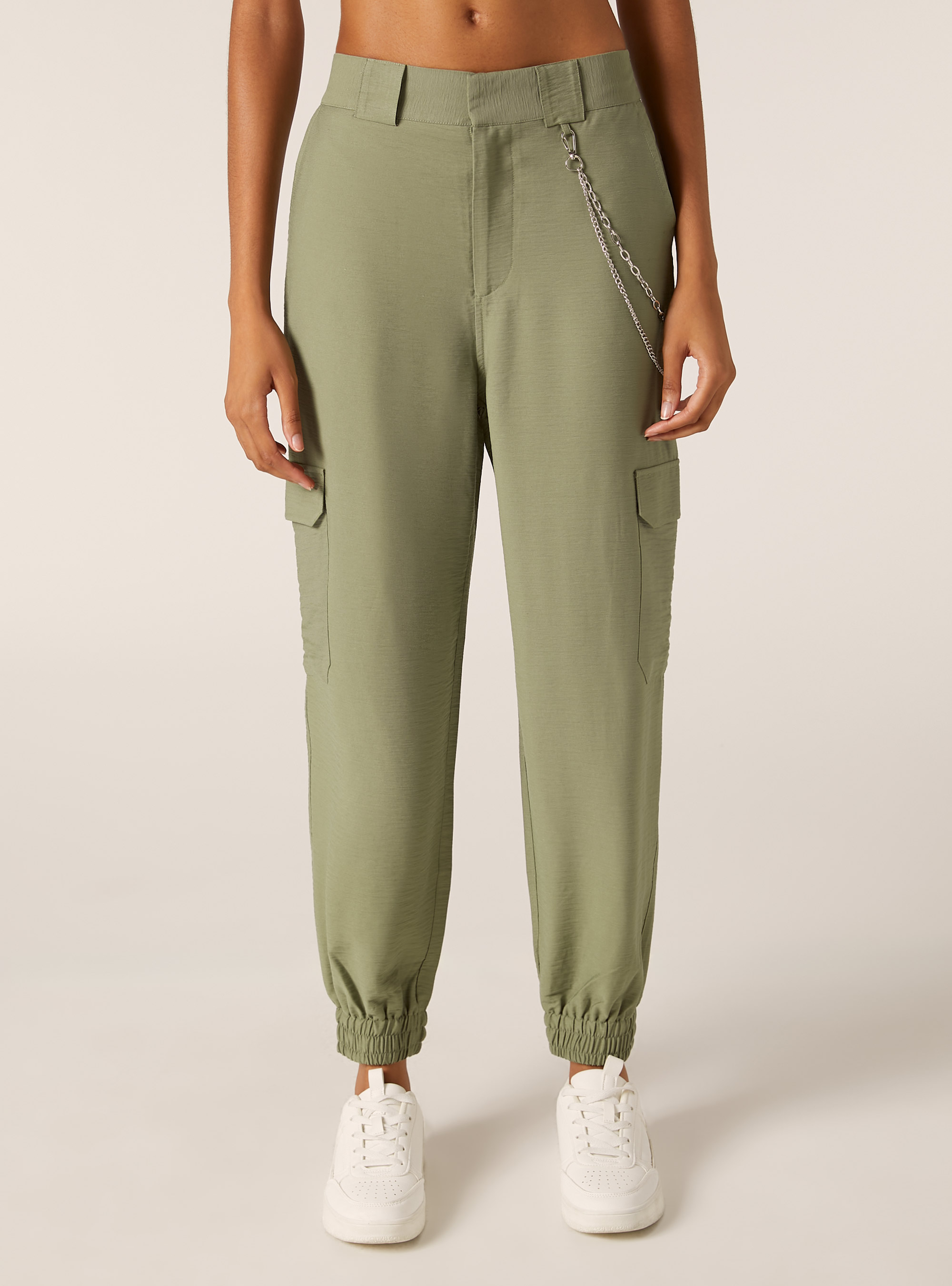 Jogger pants with chain, KY2 KAKY MEDIUM
