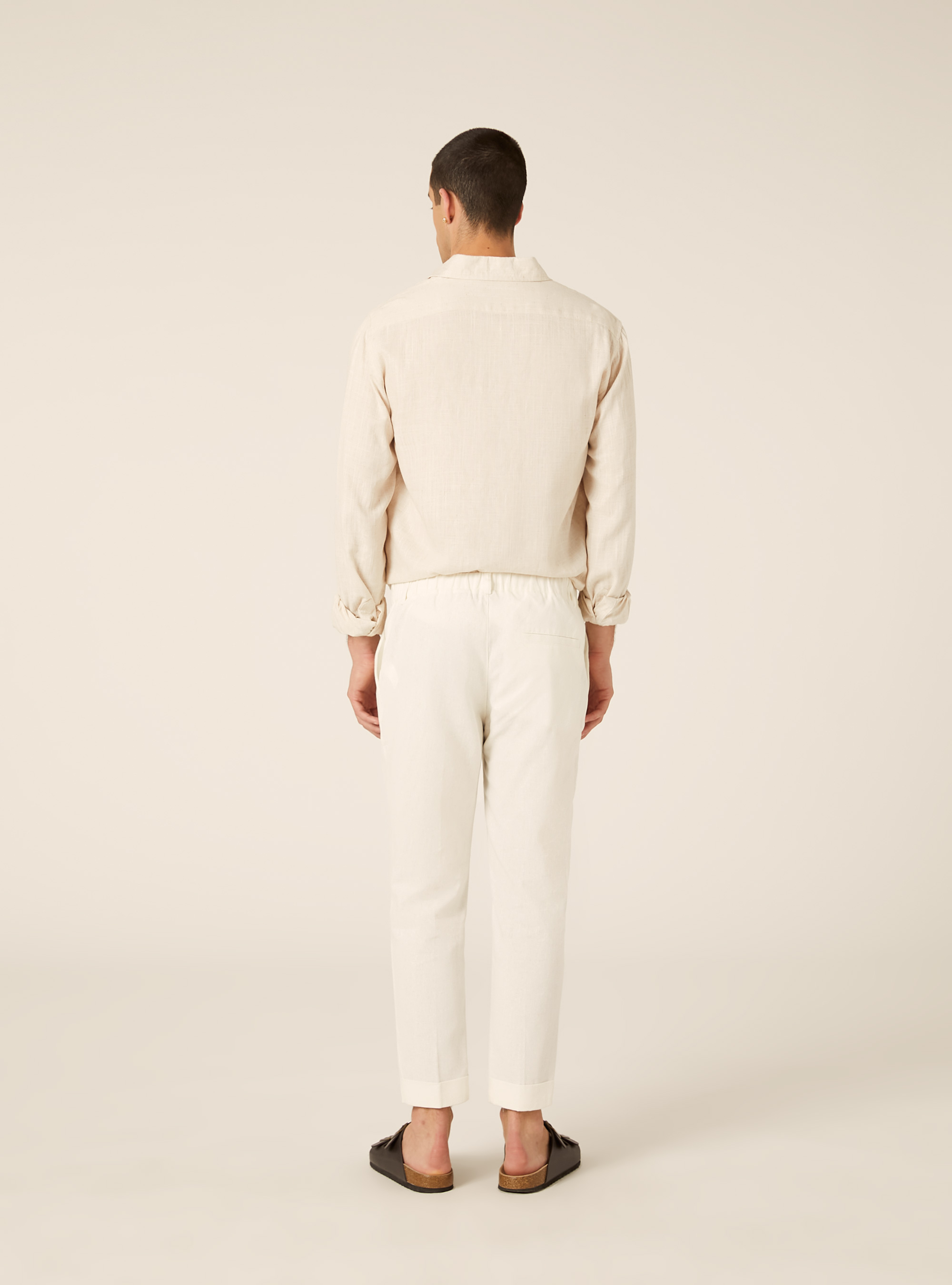 Linen Blend Pleated Trousers, WH2 WHITE