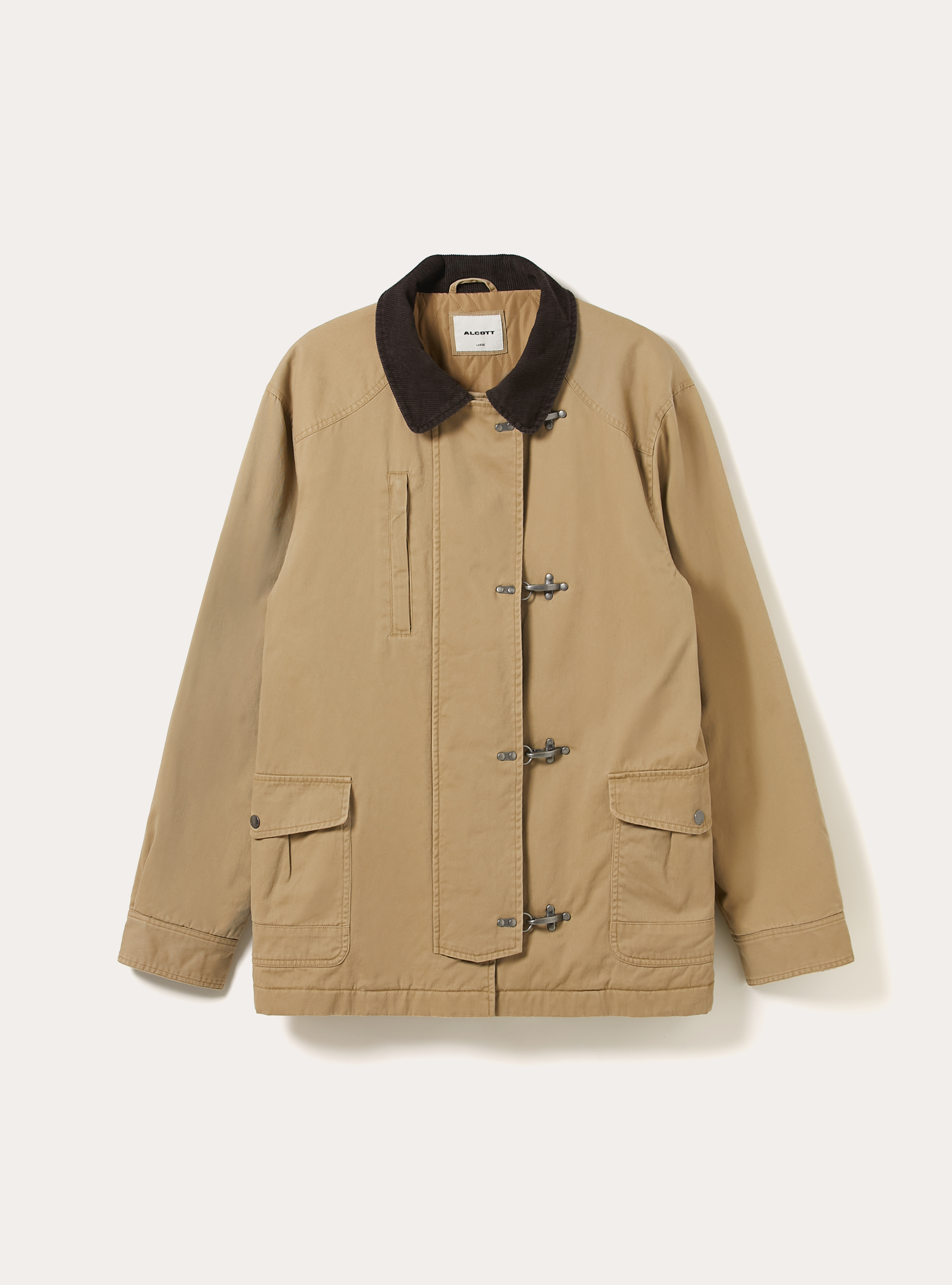 Field Jacket with Toggle Fastenings and Velvet Collar, BG2 BEIGE MEDIUM