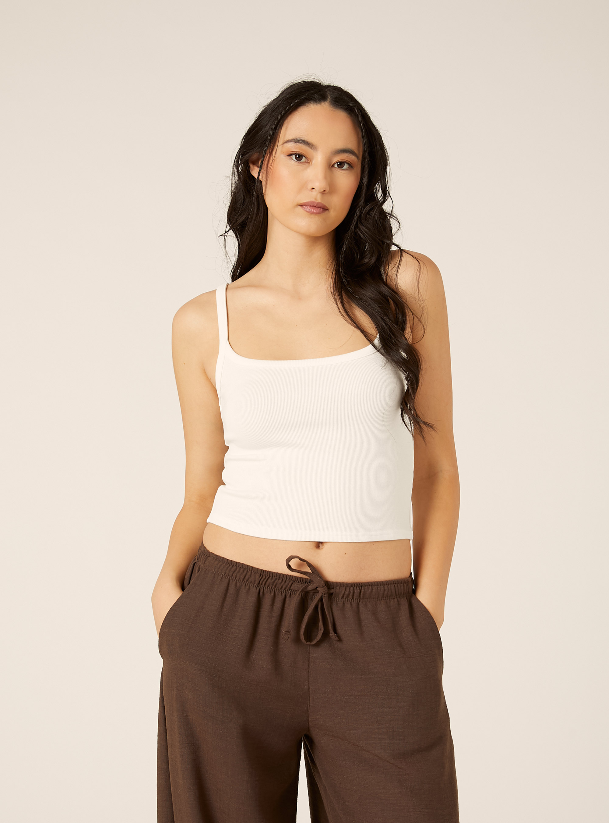 Debardeur Crop Cotele Basic, WH3 WHITE