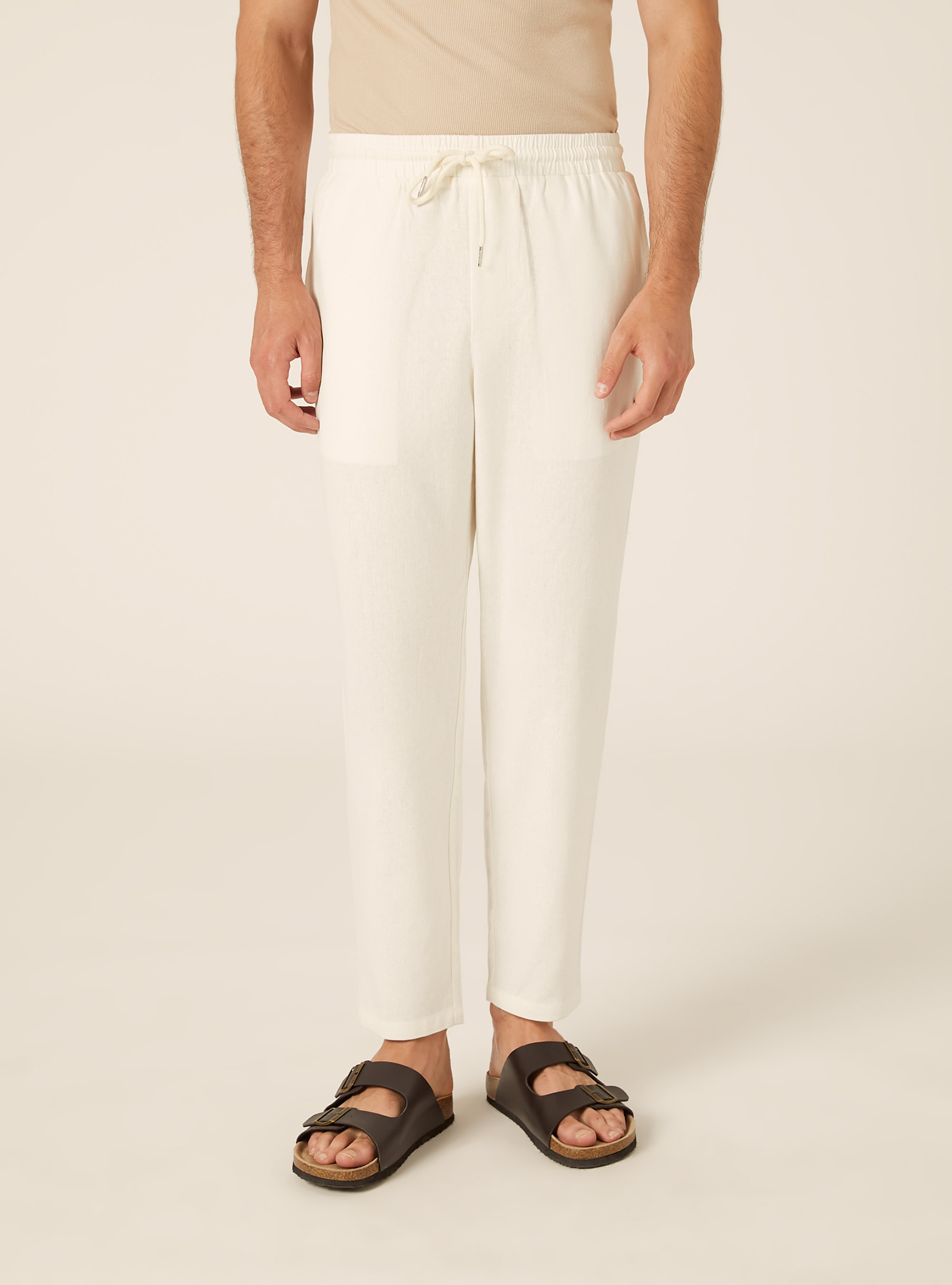 Jogginghose aus Leinenmischung, WH2 WHITE