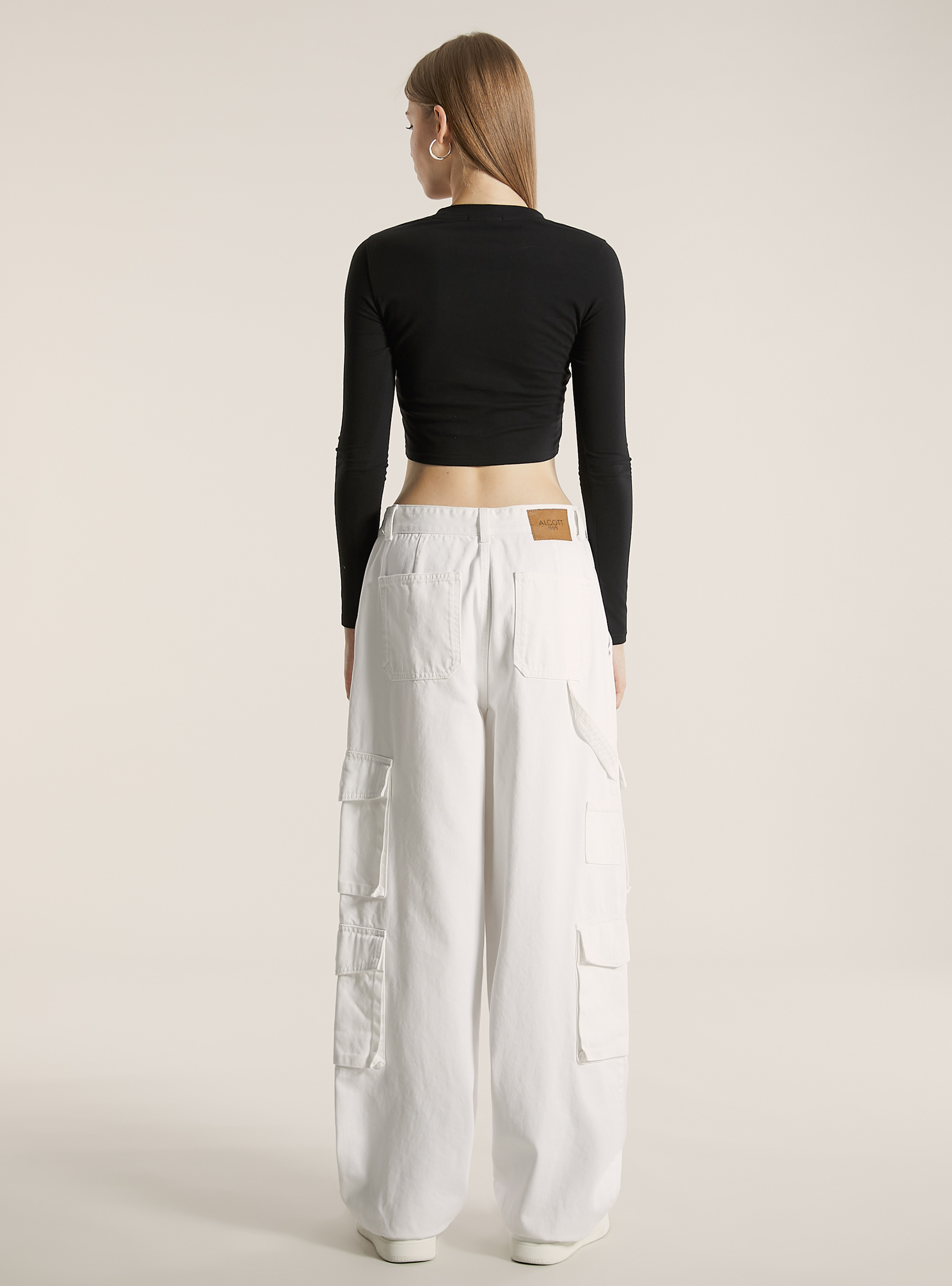 Jeans multi-cargos &agrave; coupe confortable, D099 WHITE