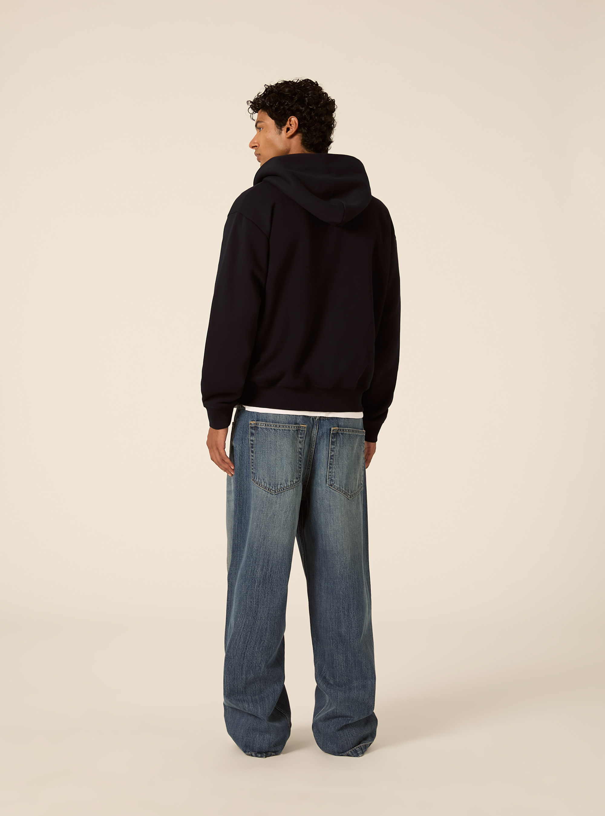 Boxy fit zip-through hoodie, NA1 NAVY DARK