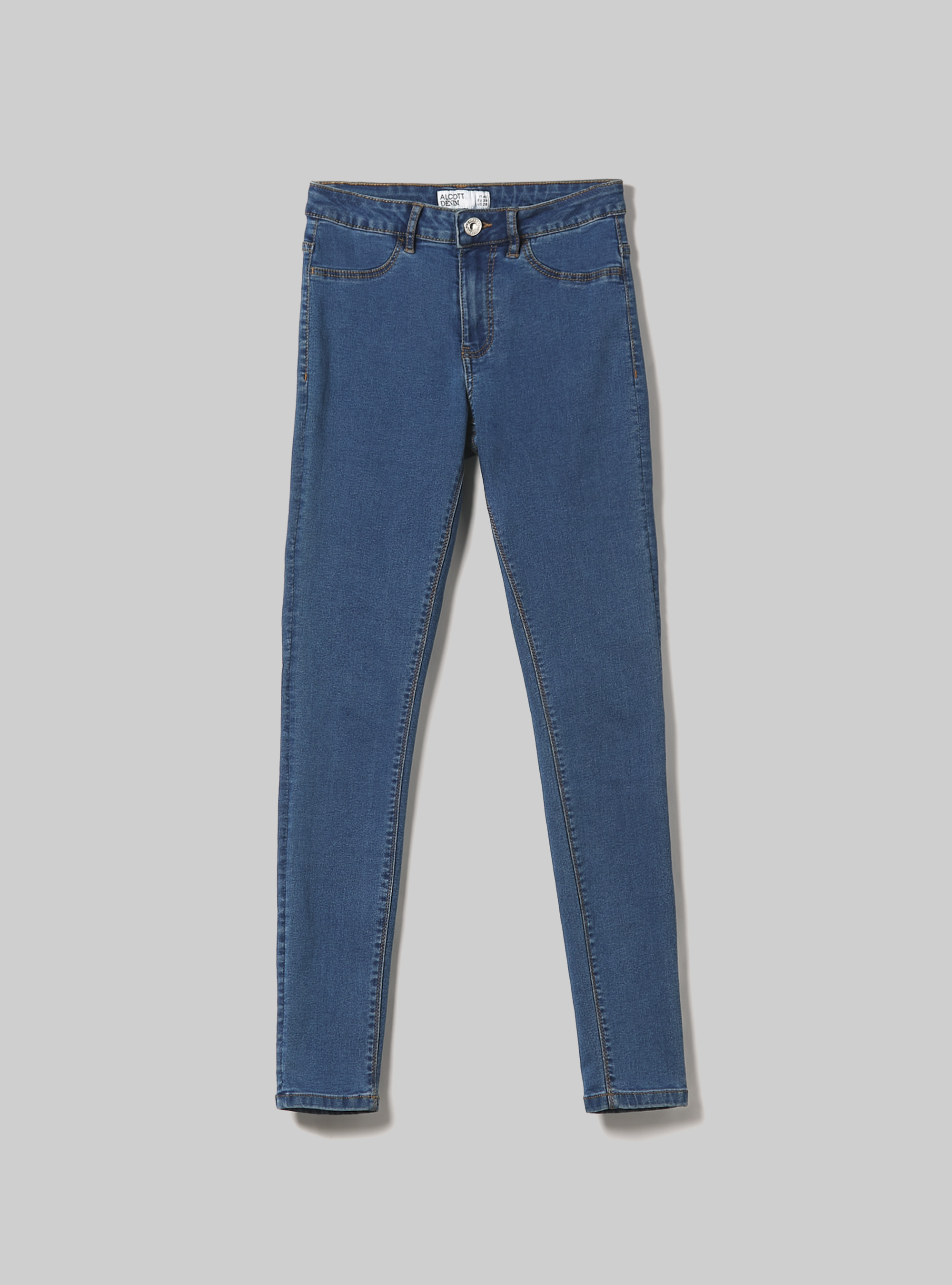 Jean super skinny taille haute en denim stretch, D003 MEDIUM BLUE