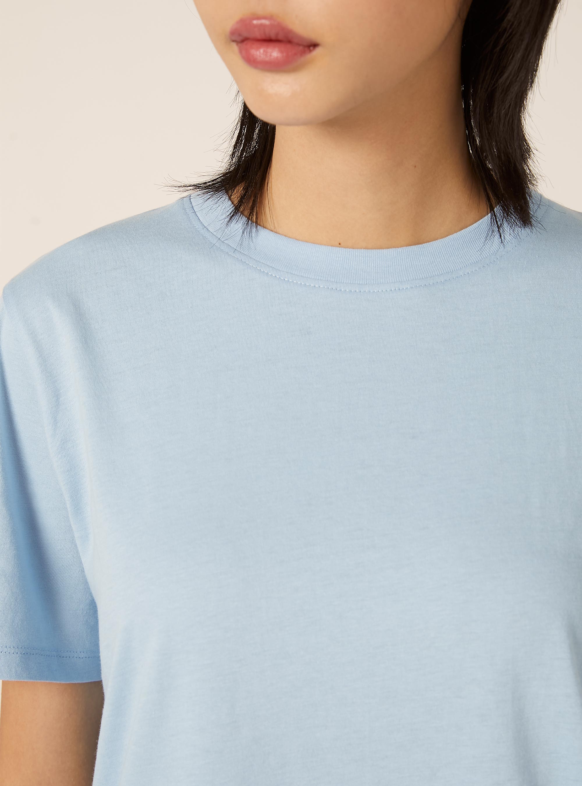 Maglietta girocollo in cotone, AZZURRO CHIARO