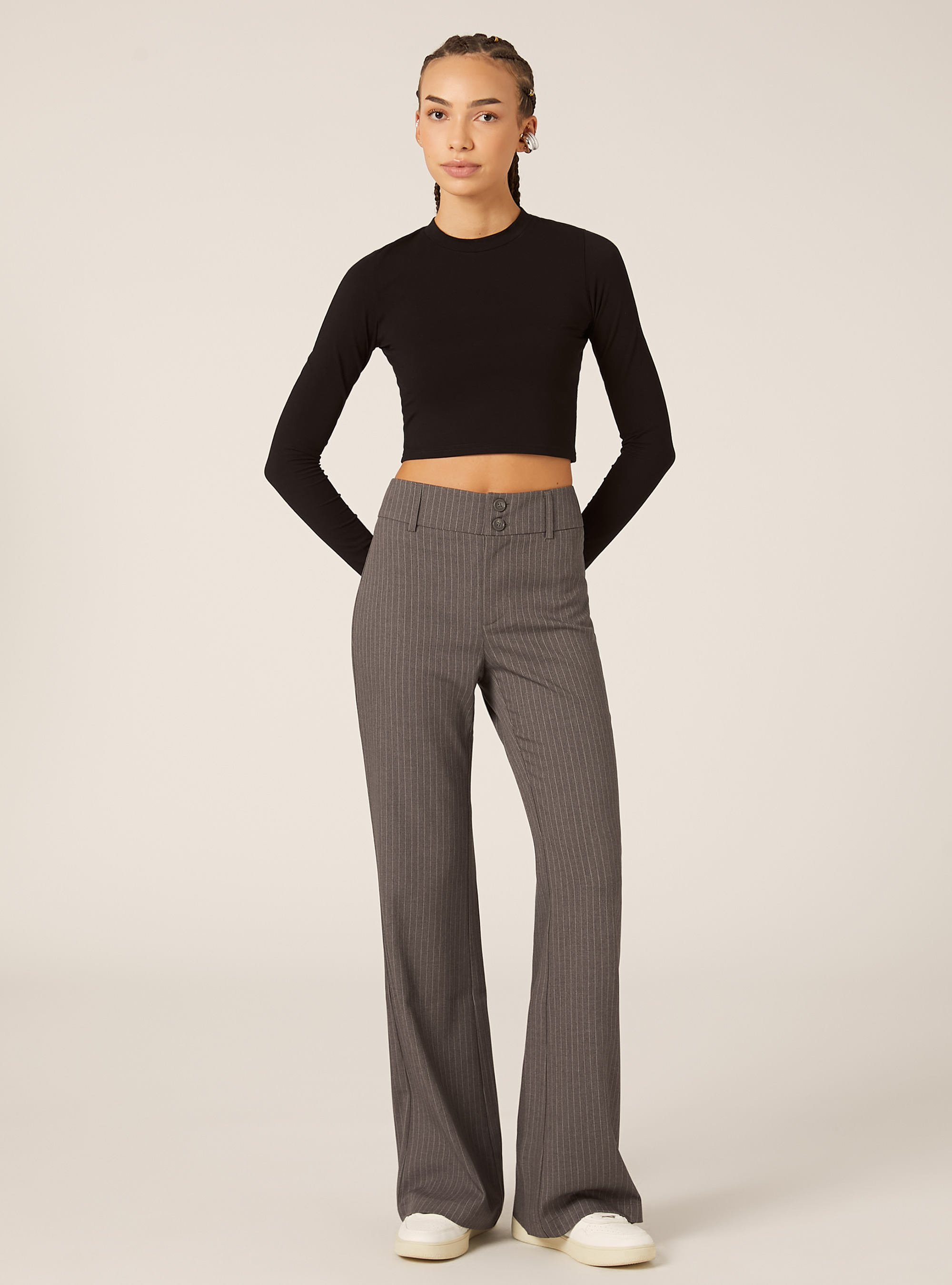Pantalon flare fit &agrave; motifs, MGY1 GREY MEL DARK
