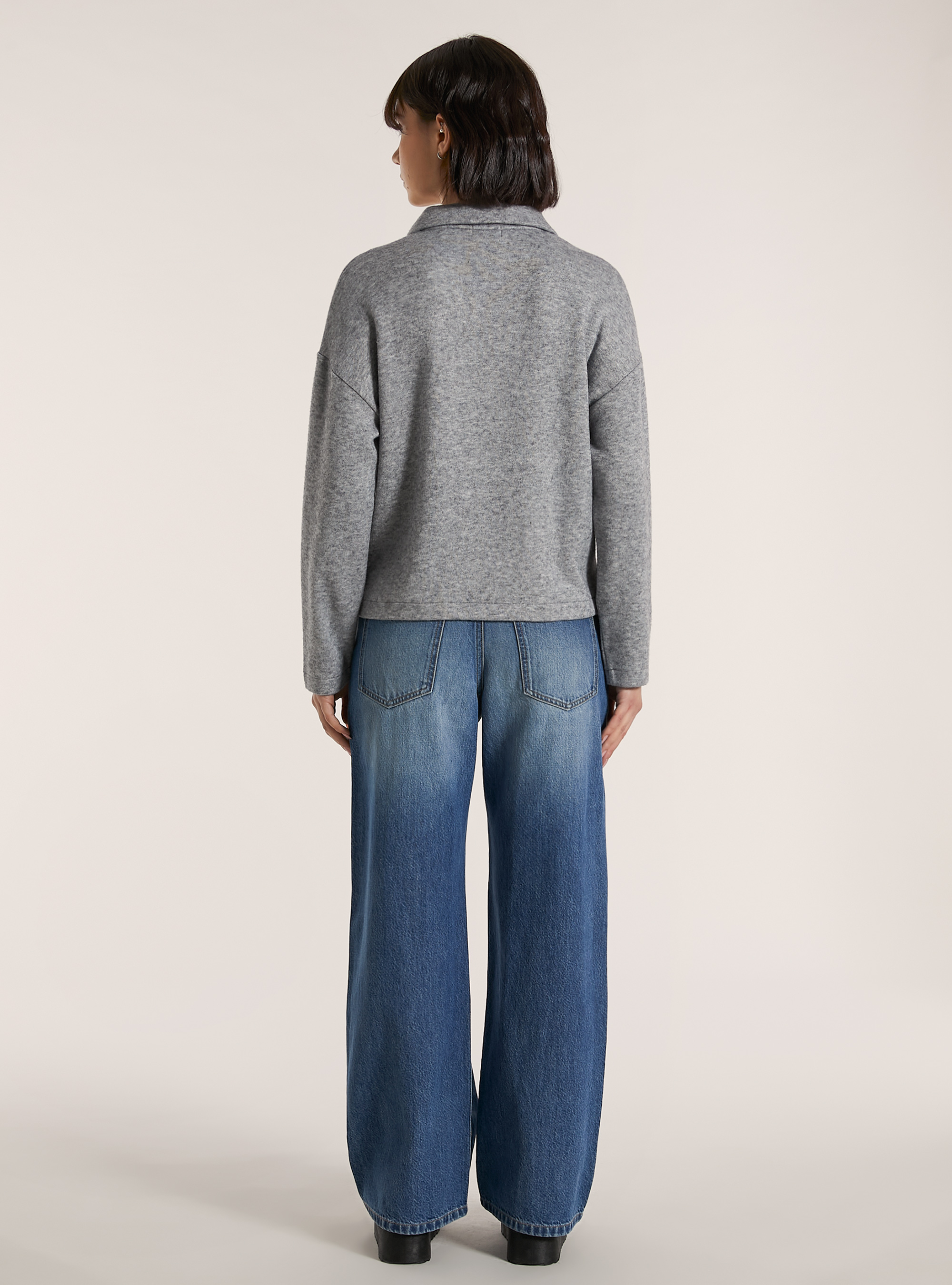 Pull doux au toucher avec col polo, MGY3 GREY MEL LIGHT