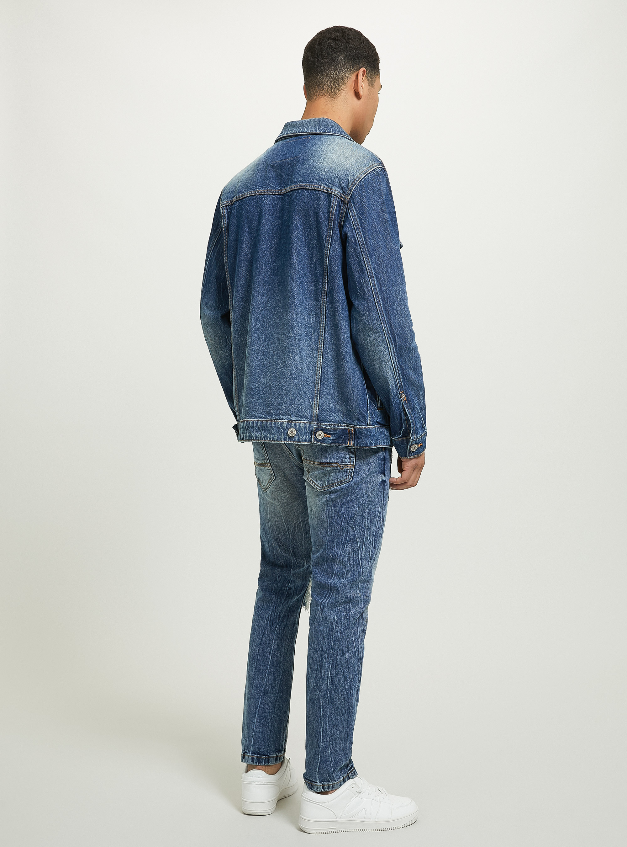 Chaqueta vaquera el&aacute;stica, AZUL