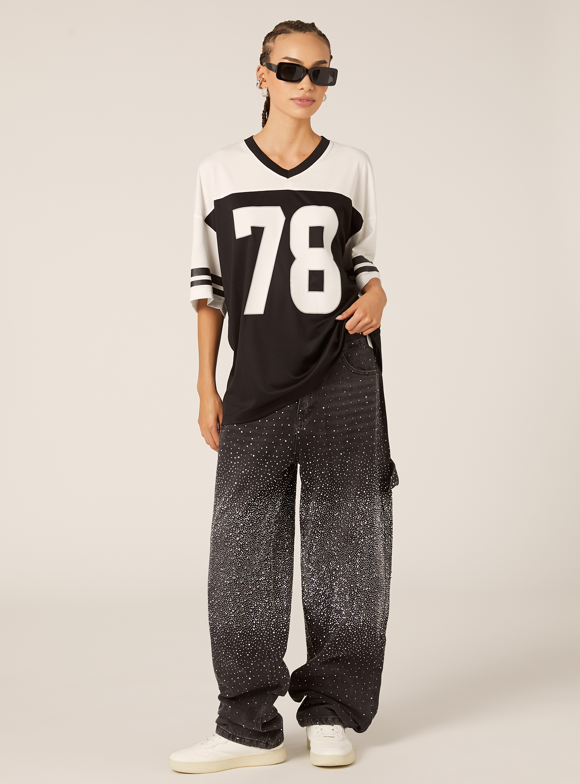 T-shirt oversize avec graphisme, BK1 BLACK