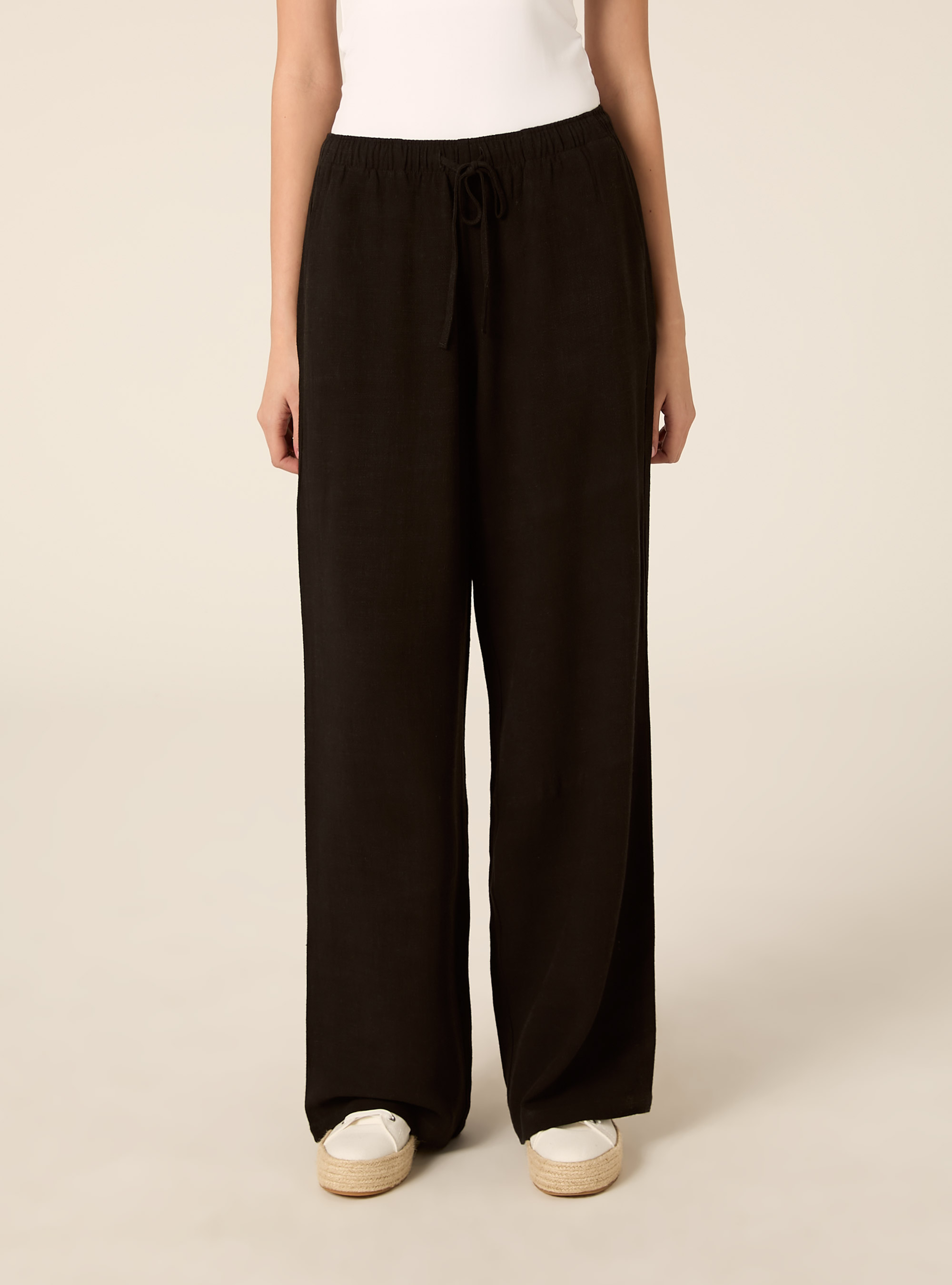 Palazzo-Hose aus Leinenmischgewebe, BK1 BLACK