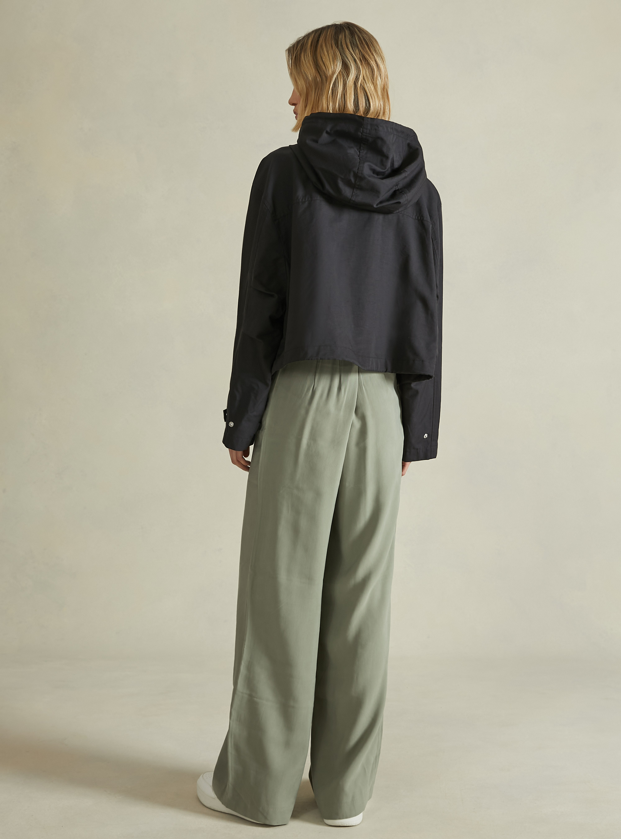 Giubbino in twill con tasche, NERO