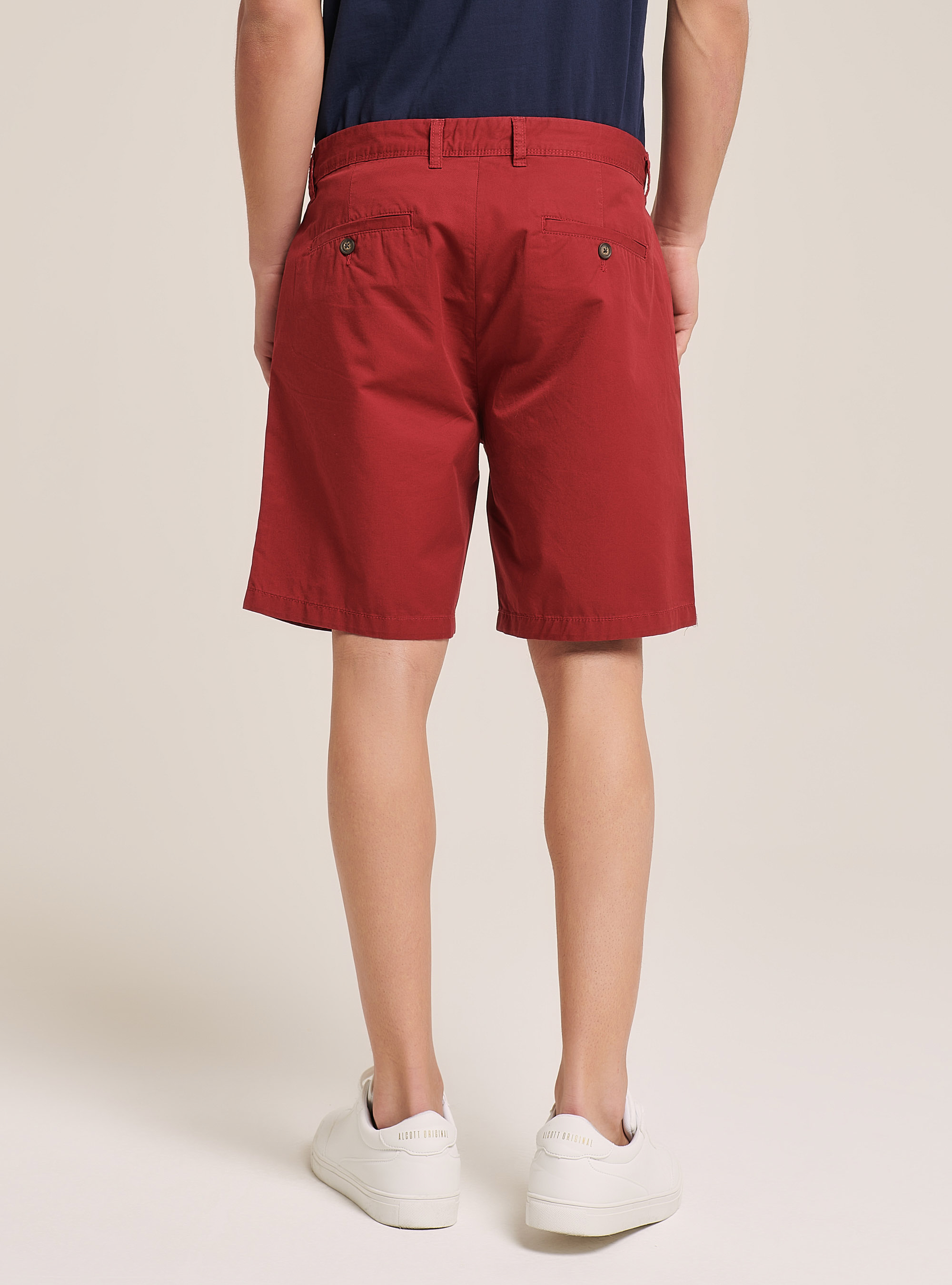 Plain Fit Twill Bermuda Shorts, BO2 BORDEAUX MEDIUM