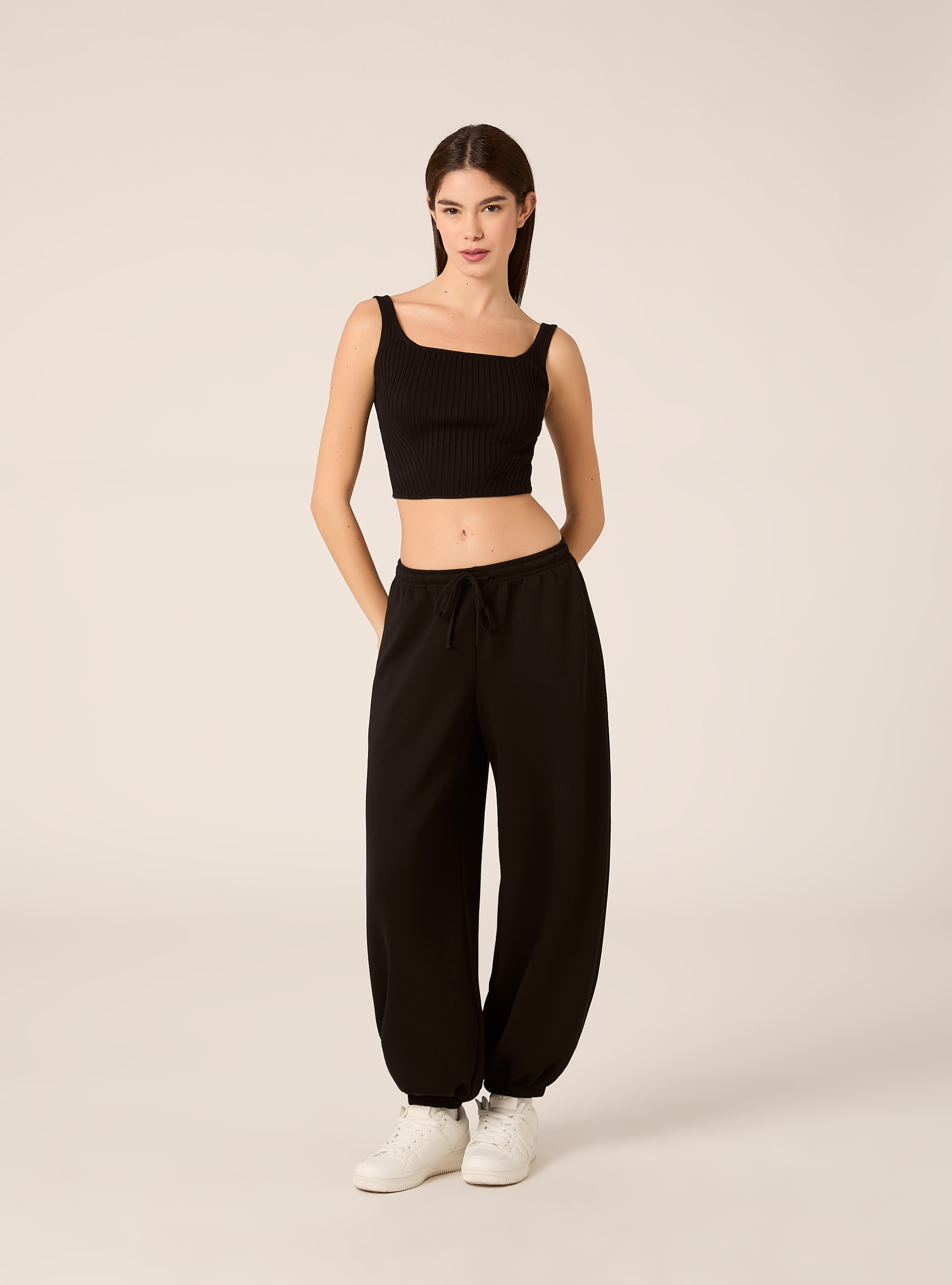 Knitted tank top, BK1 BLACK