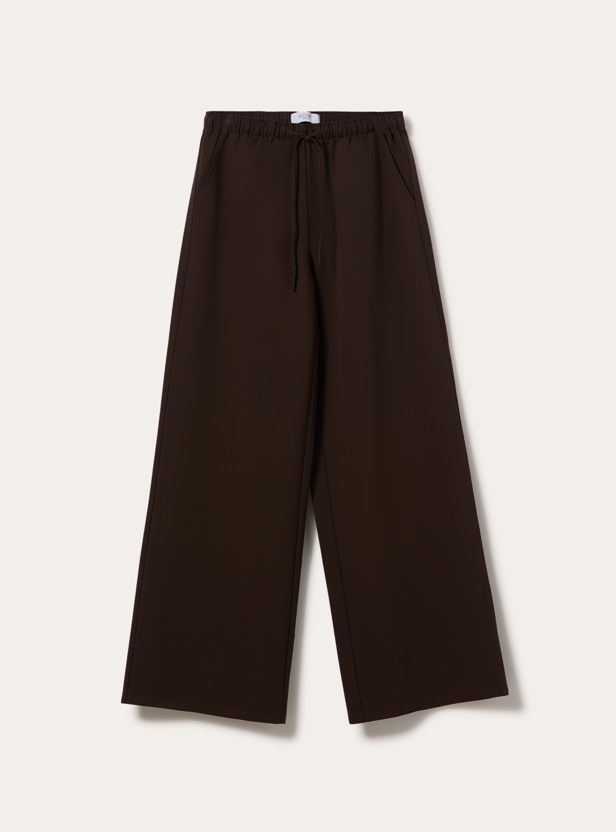 Pantal&oacute;n recto con el&aacute;stico en la cintura, BR1 BROWN DARK