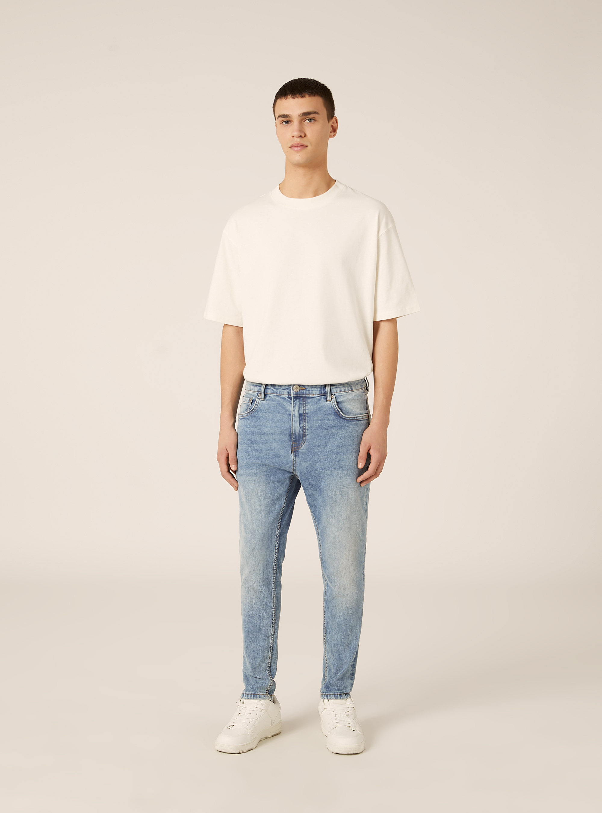 Vaqueros Stretch denim carrot fit, D006 AZURE