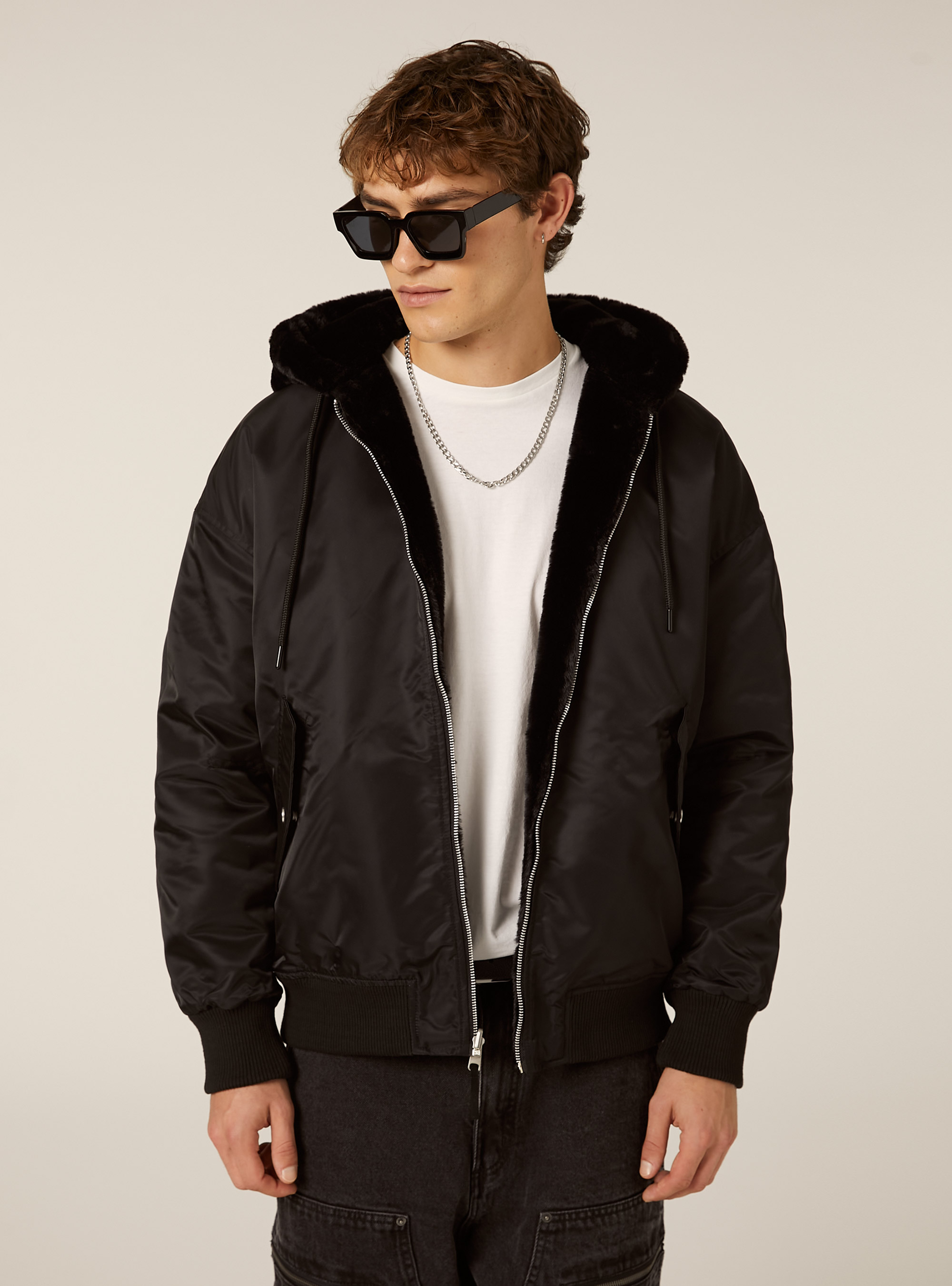 Veste r&eacute;versible avec capuche, BK1 BLACK