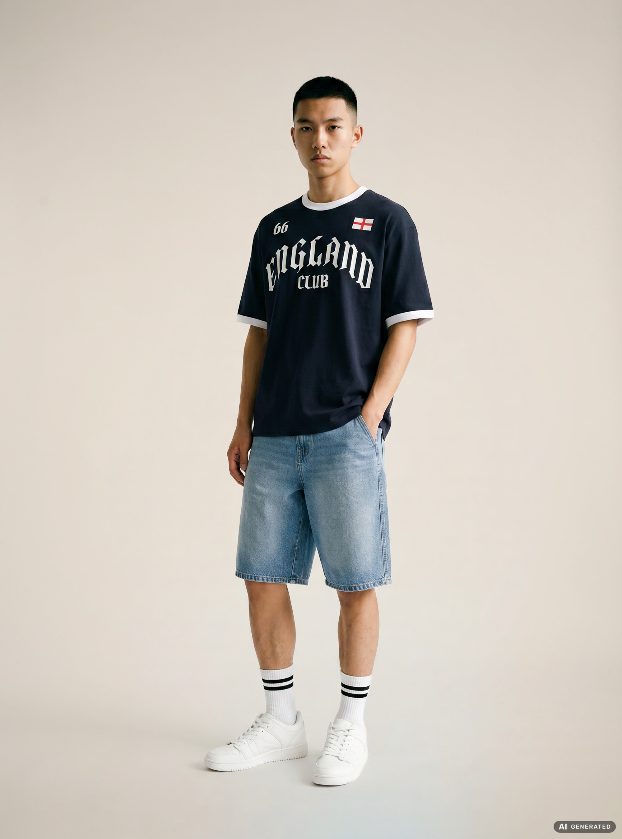 Regular Fit Ringer T-Shirt with International Sports Graphic, NA1 NAVY DARK