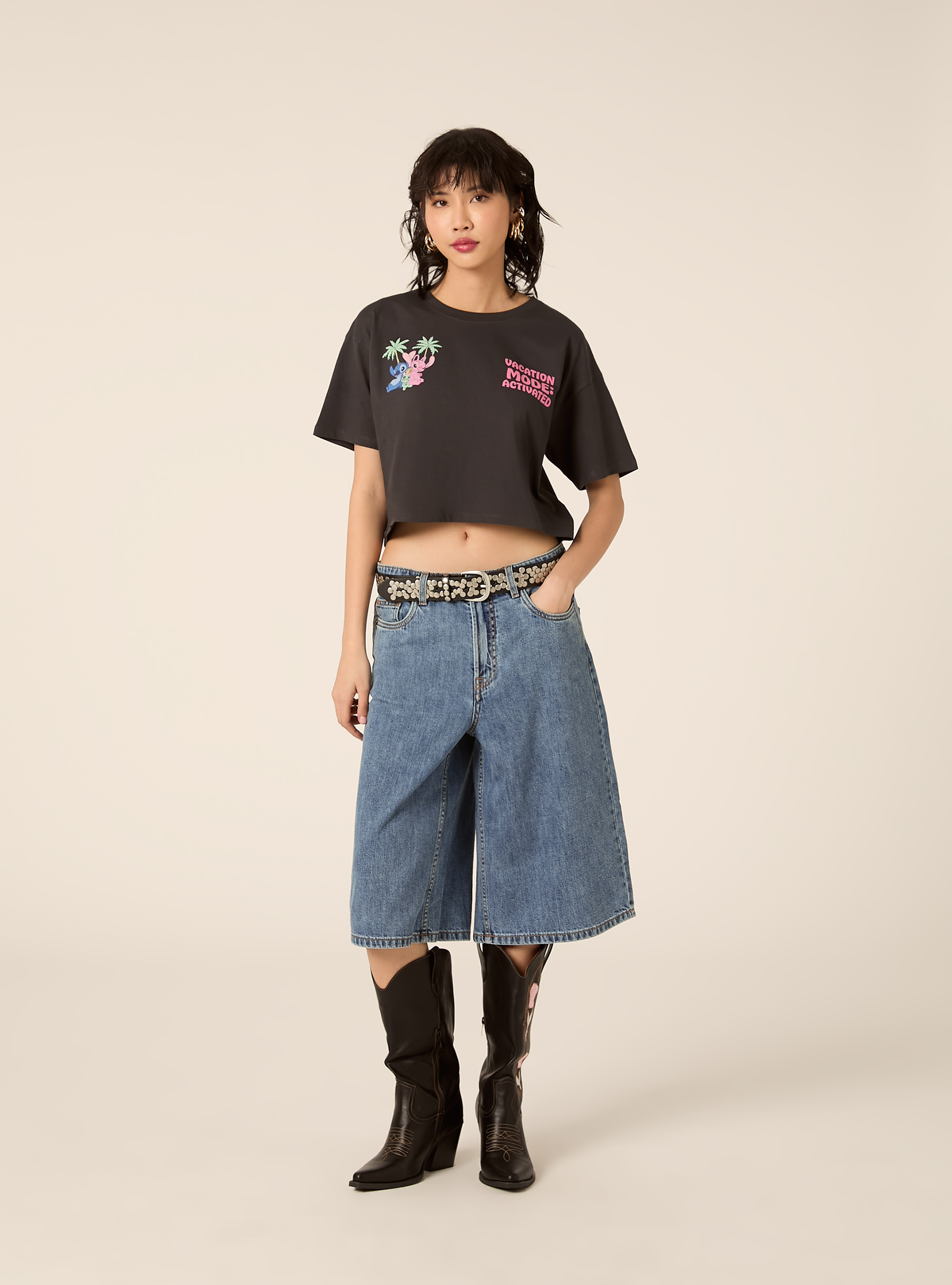 Camiseta Lilo y Stitch/ Alcott, BK3 BLACK CHARCOAL
