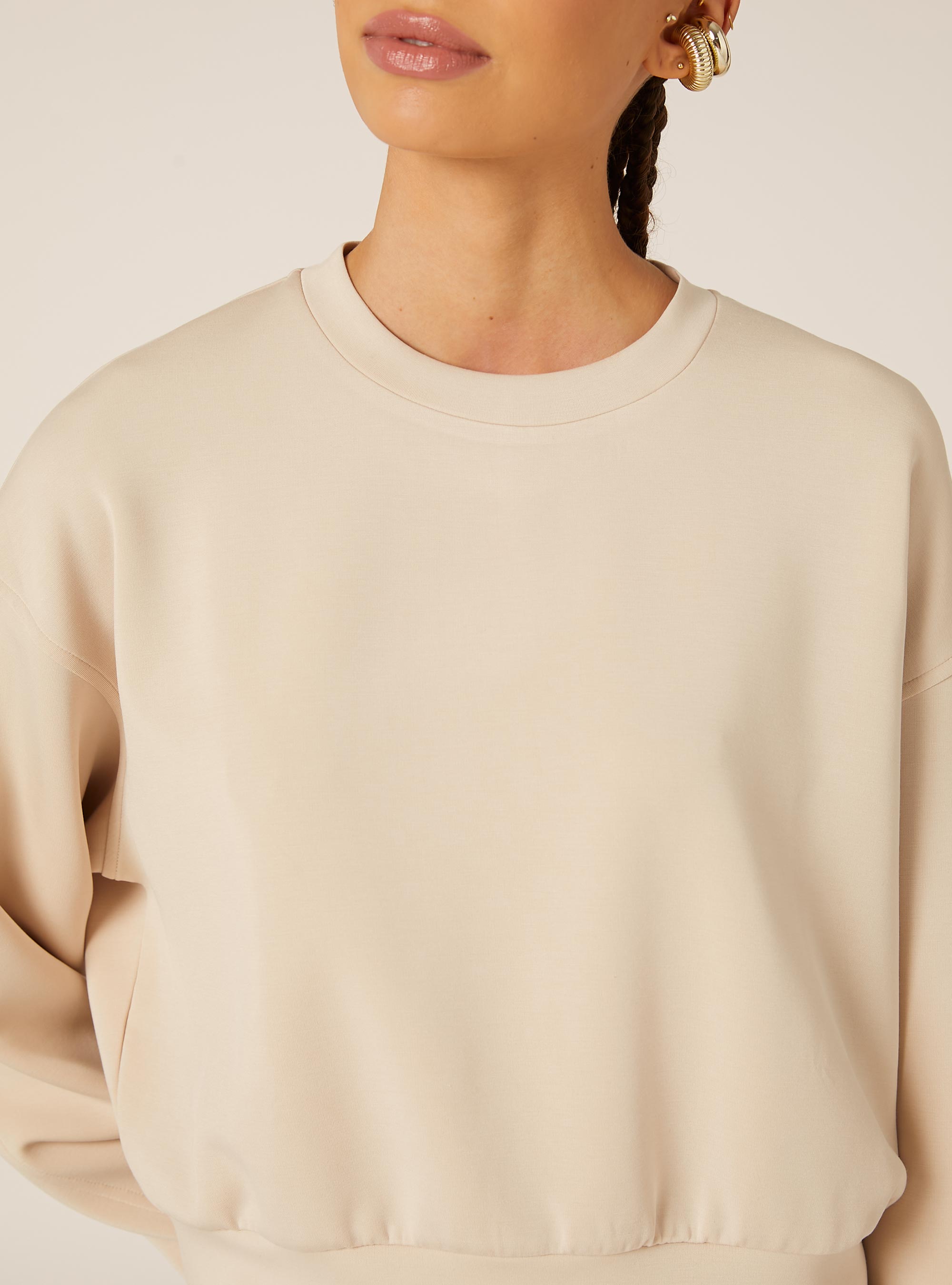Sweat-shirt doux au toucher, BG3 BEIGE LIGHT