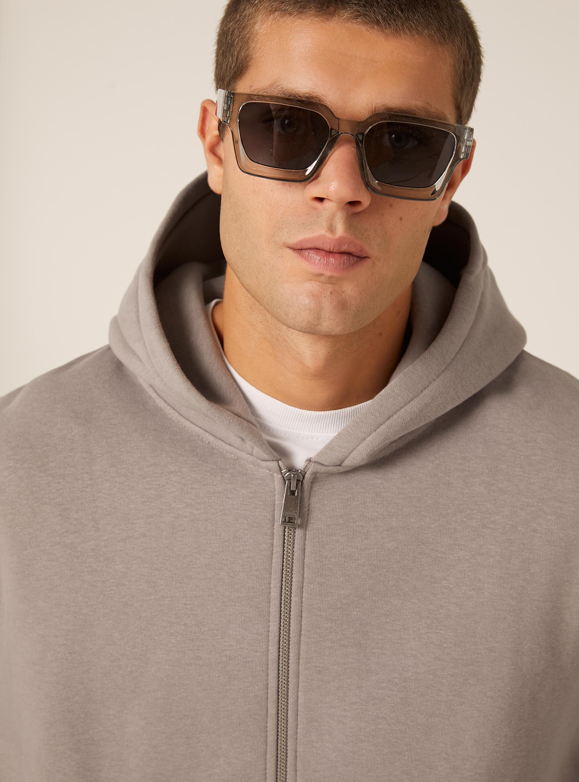 Sweat-shirt zipp&eacute; &agrave; capuche coupe boxy, GY2 GREY MEDIUM