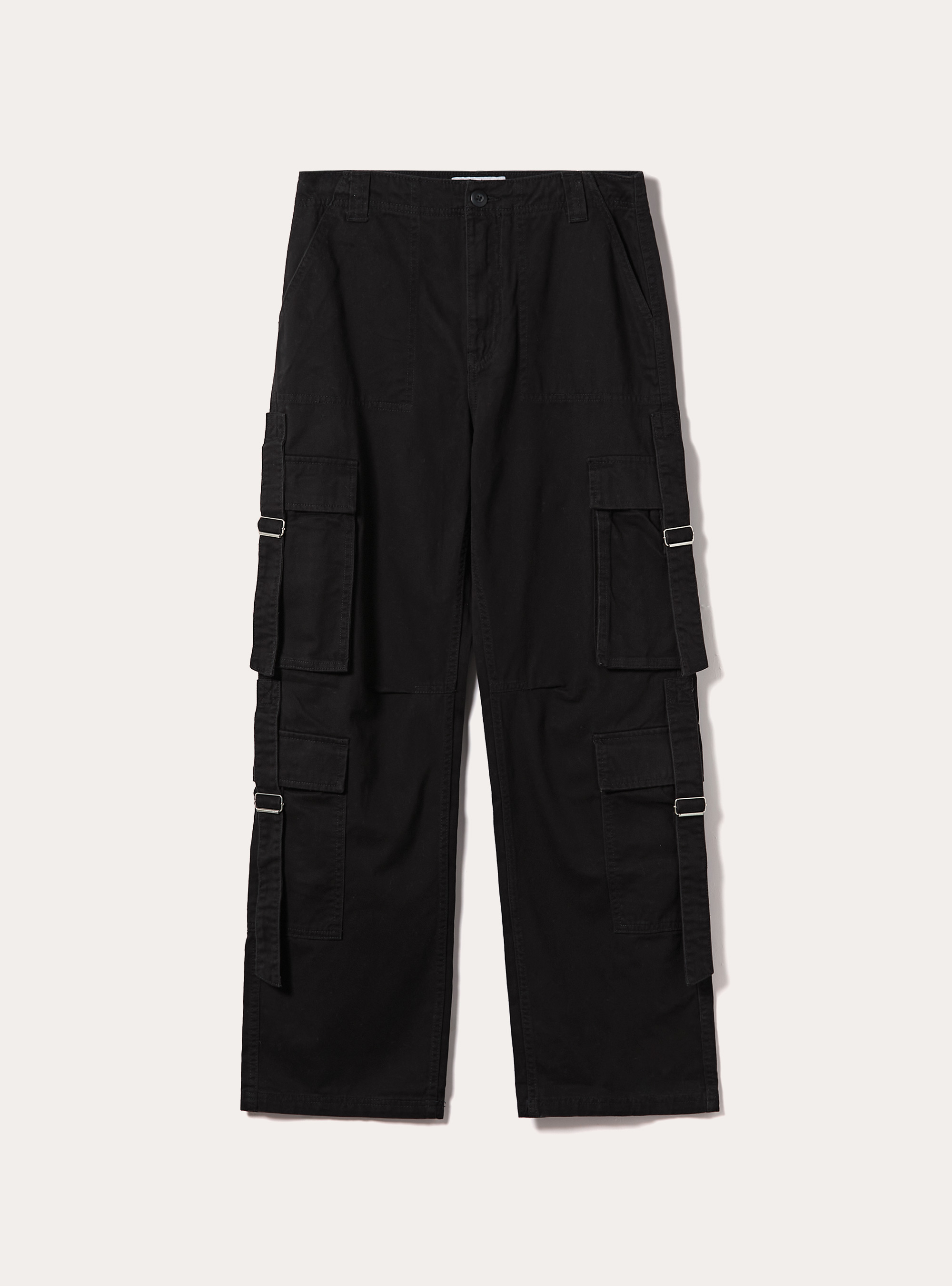 Pantalon multi-cargo en serg&eacute;, BK1 BLACK
