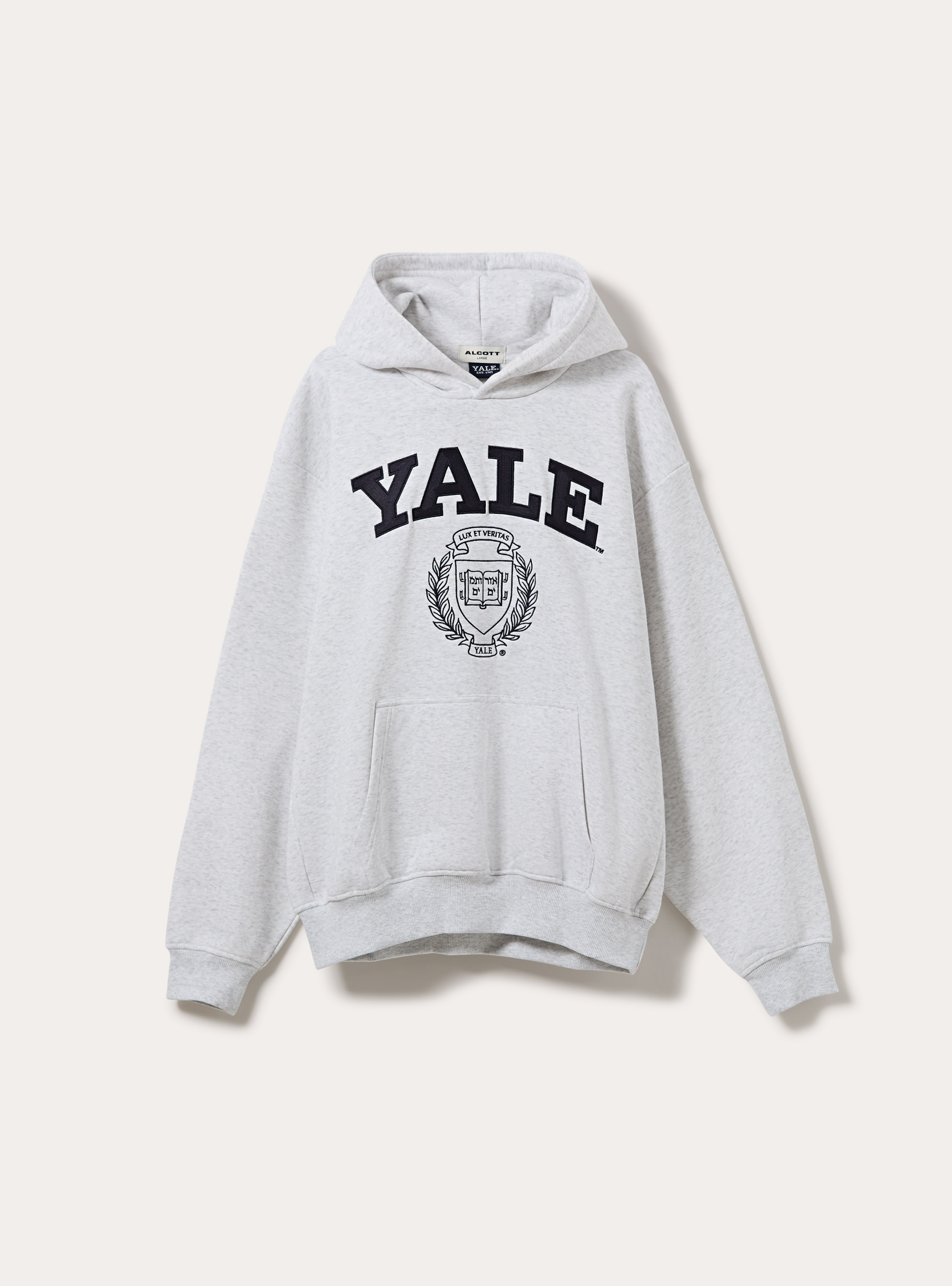 Felpa con cappuccio boxy licenza yale, MGY3 GREY MEL LIGHT