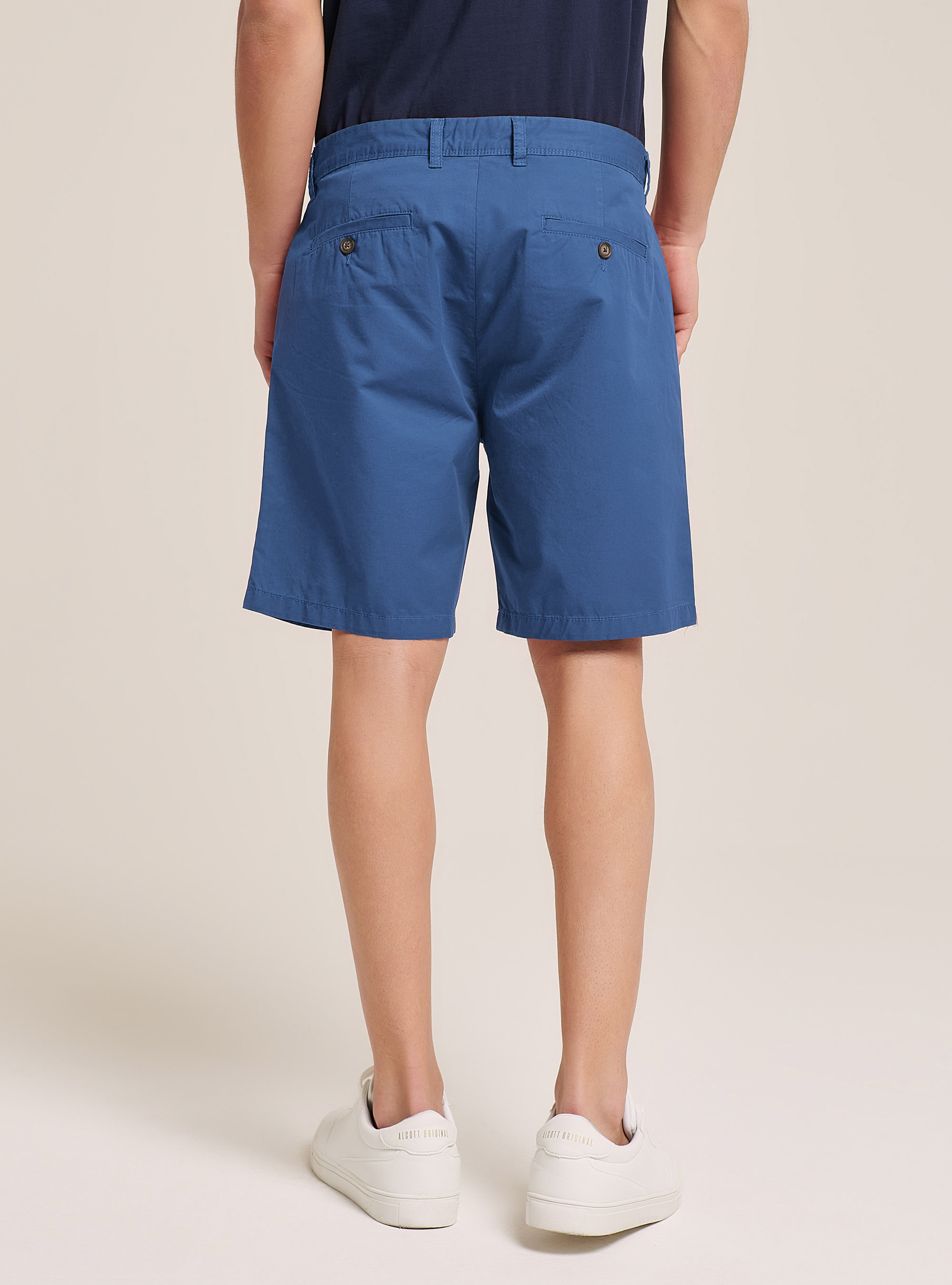 Bermuda in twill in tinta unita, BLU MEDIO