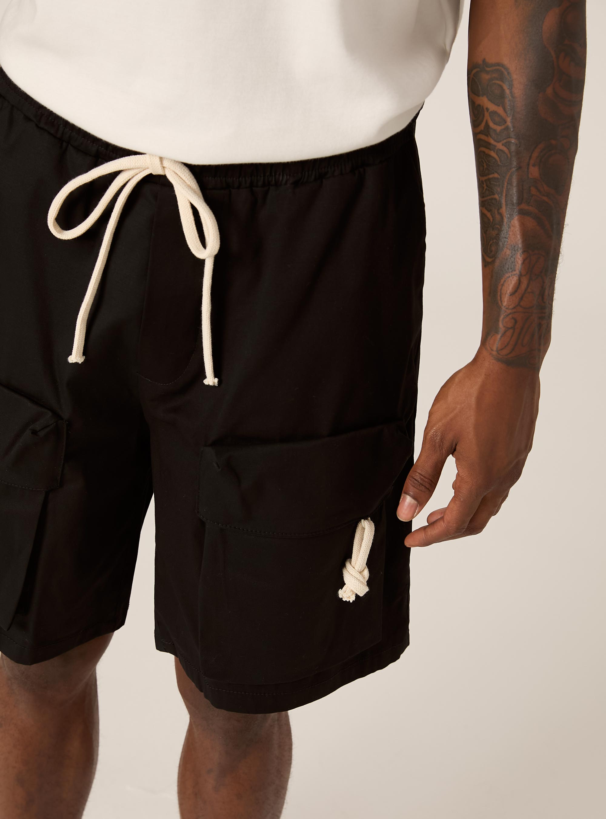 Bermuda cargo en coton, BK1 BLACK