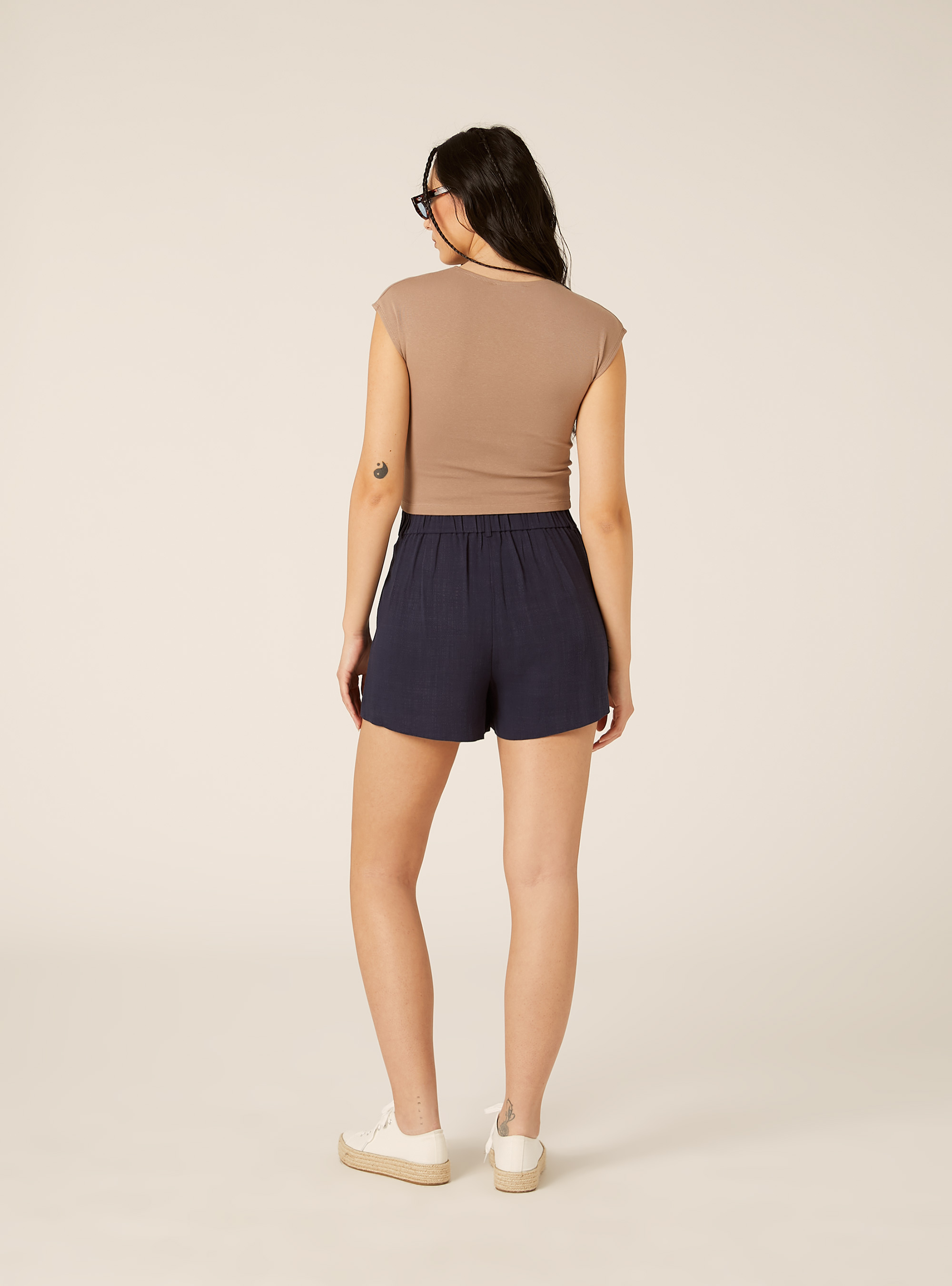T-shirt Crop en Coton, BR3 BROWN LIGHT