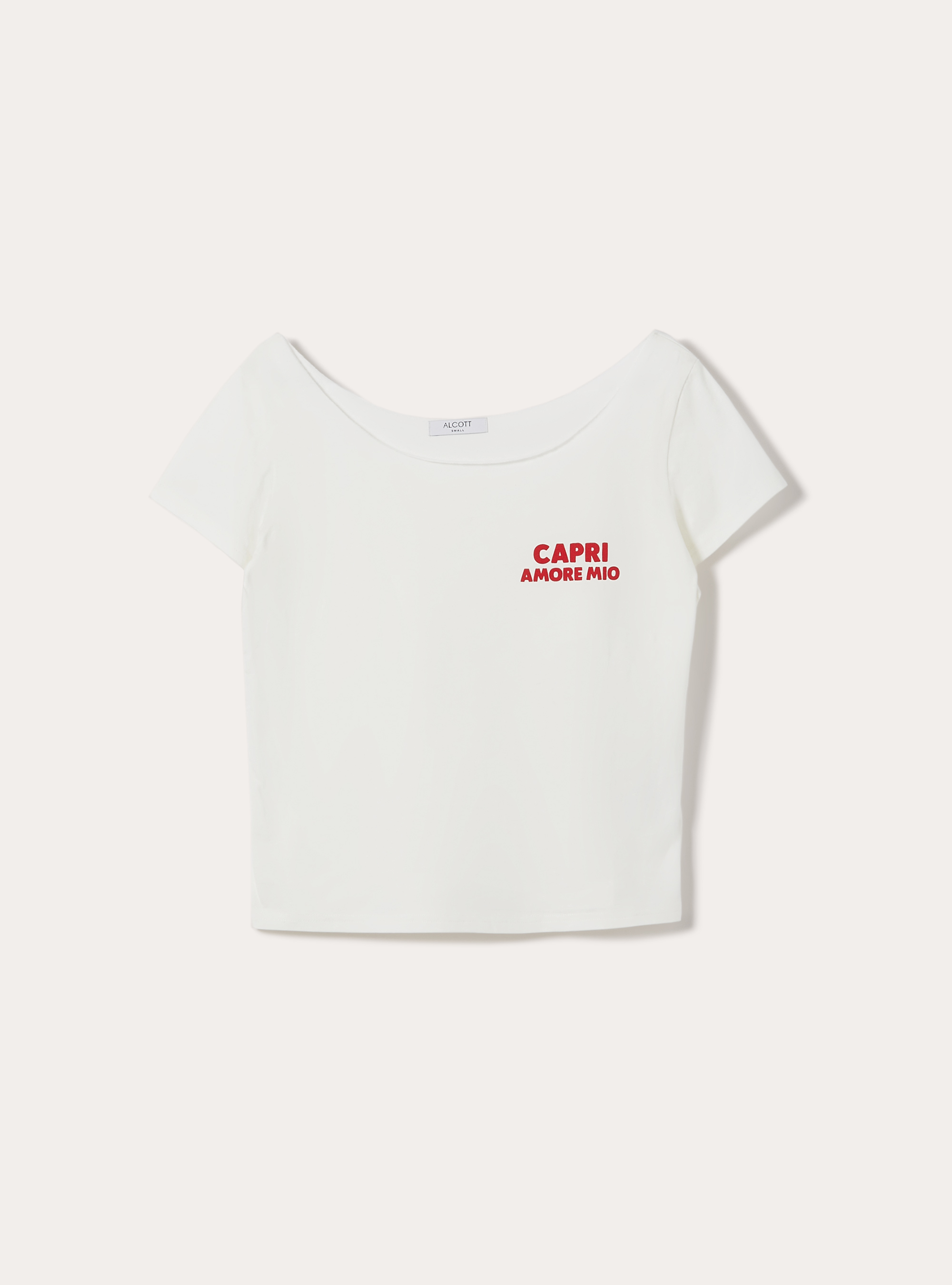 T-Shirt mit U-Boot-Ausschnitt, WH2 WHITE