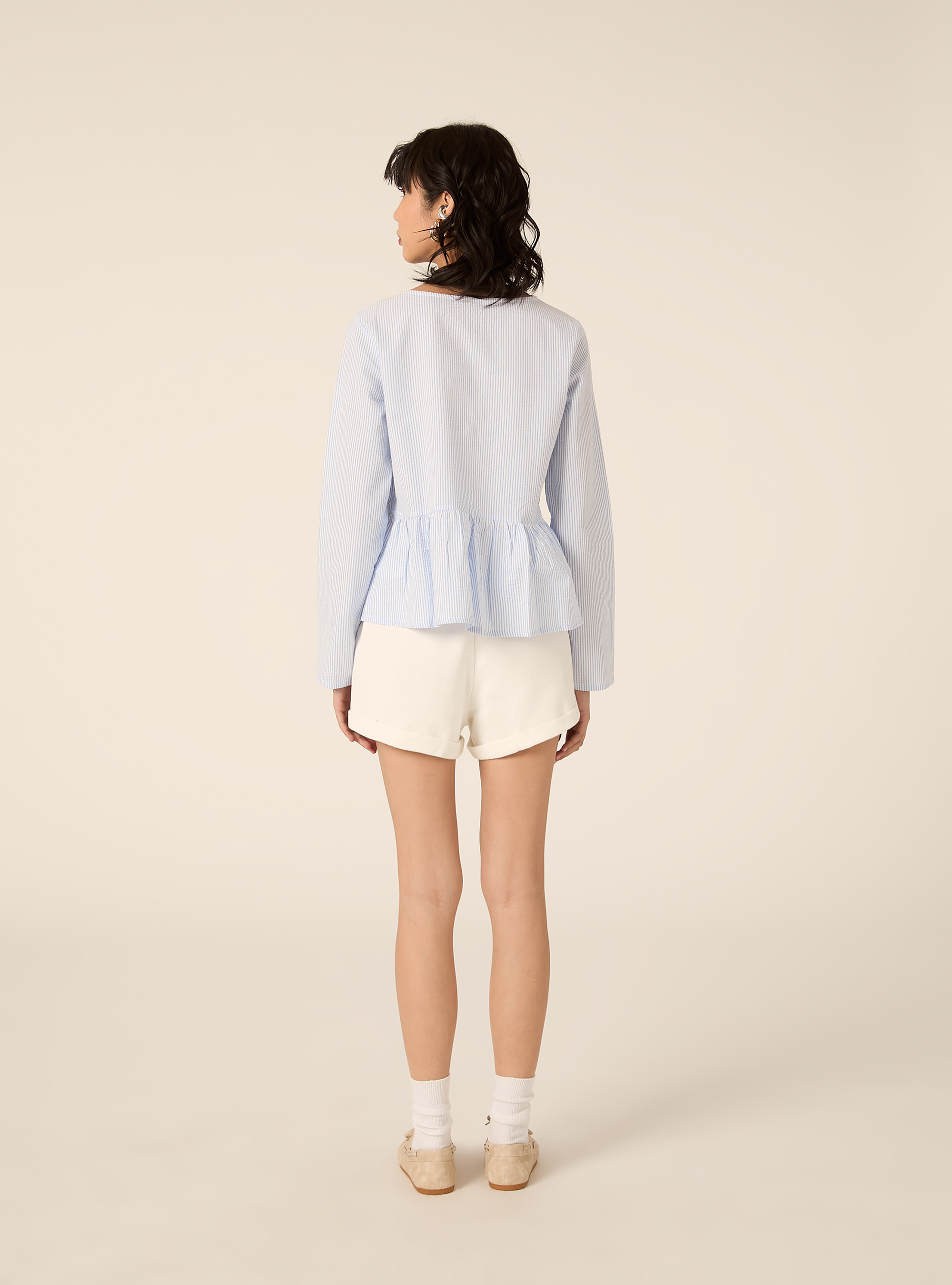 Blusa a righe, AZZURRO MEDIO