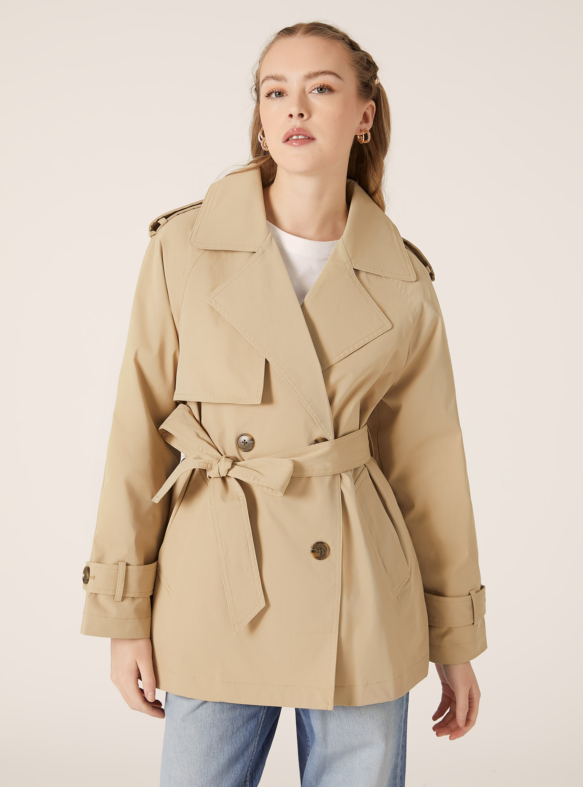 Trench court en twill, BG1 BEIGE DARK