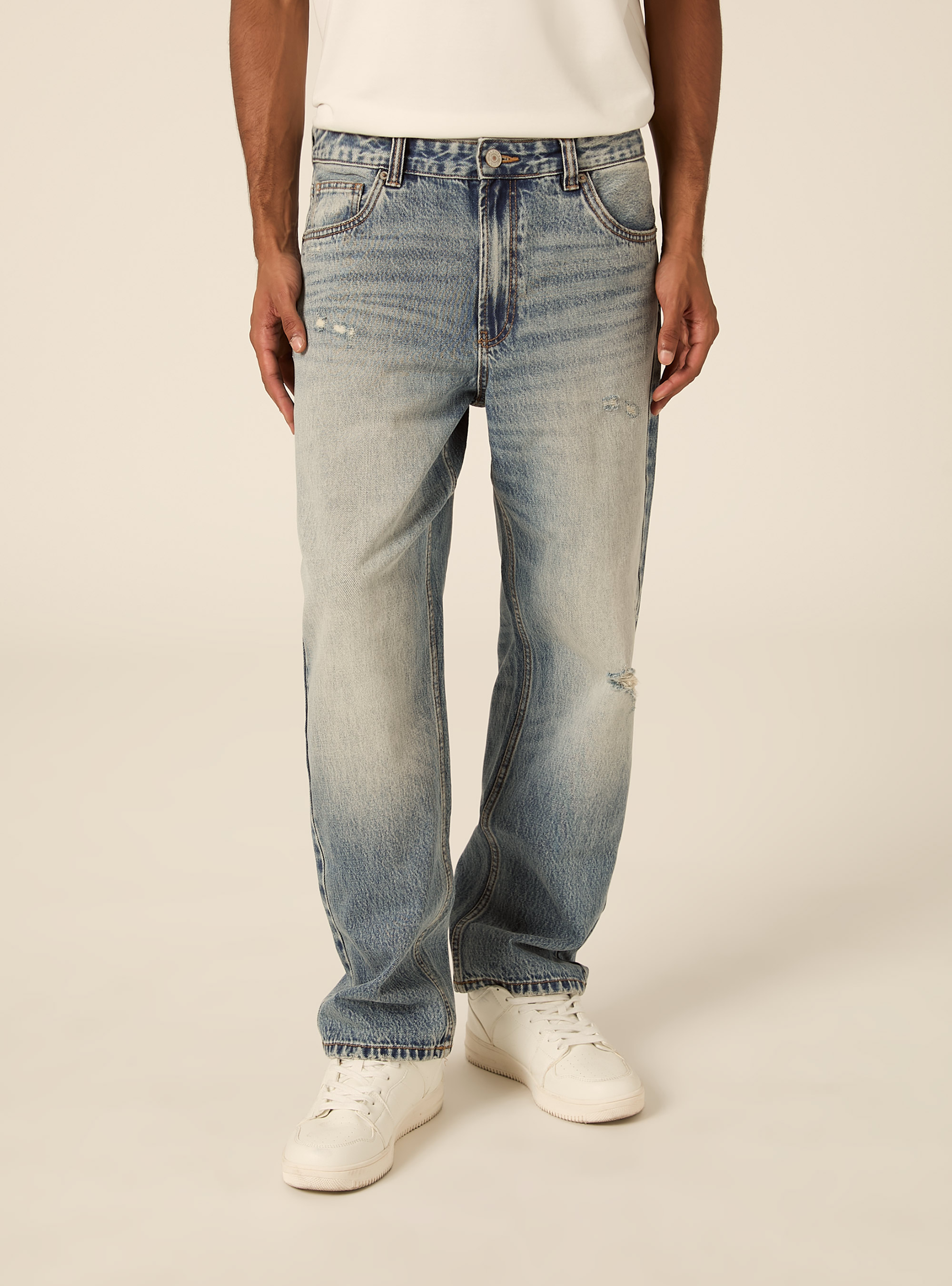 Jeans straight fit, D201 AZZURRE MED OVERDYE