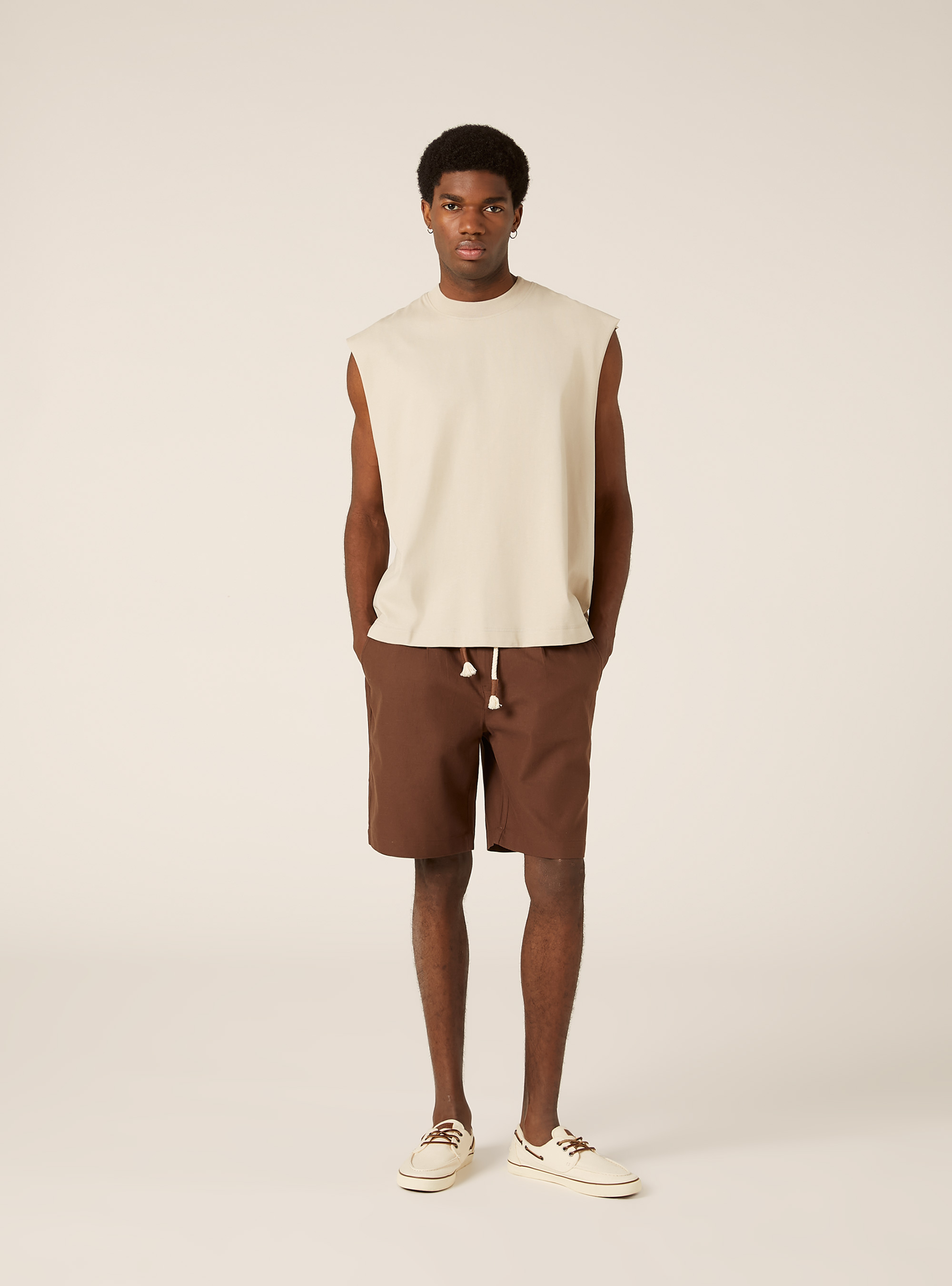 Boxy Fit Tank Top, BG1 BEIGE DARK