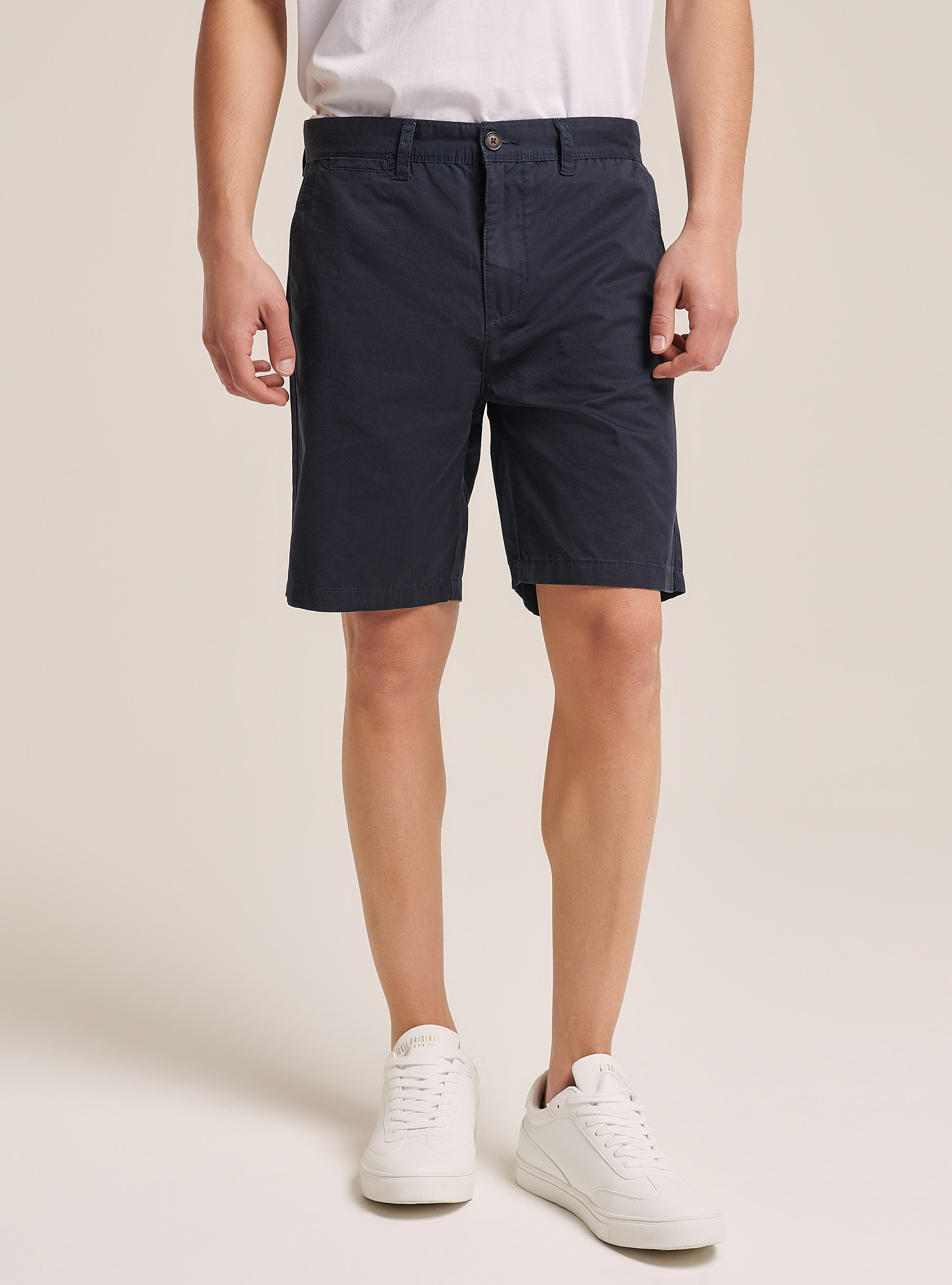 Bermudas de sarga de ajuste liso, NA1 NAVY DARK