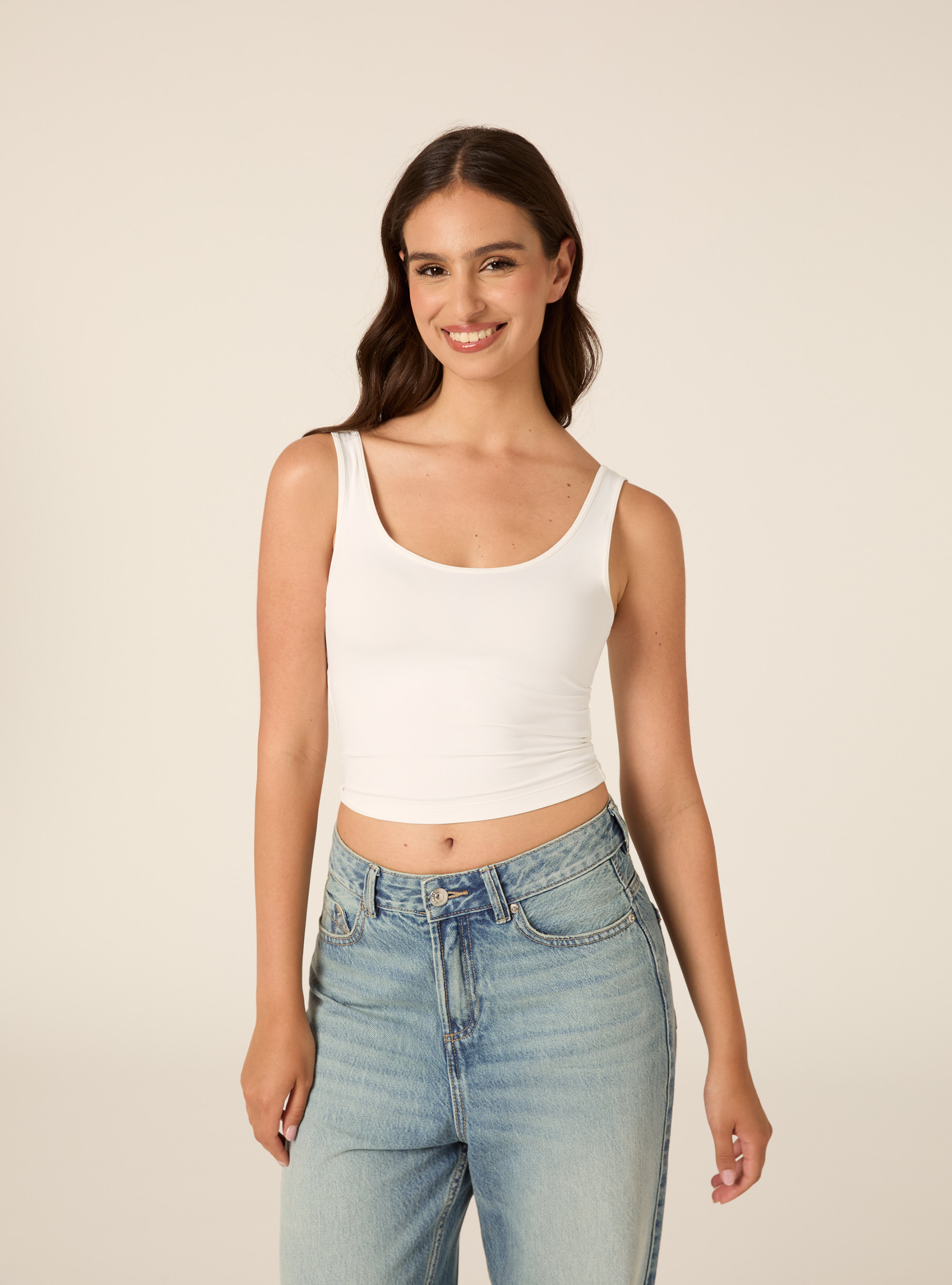 Second Skin Effect Crop Tank Top, WH3 WHITE