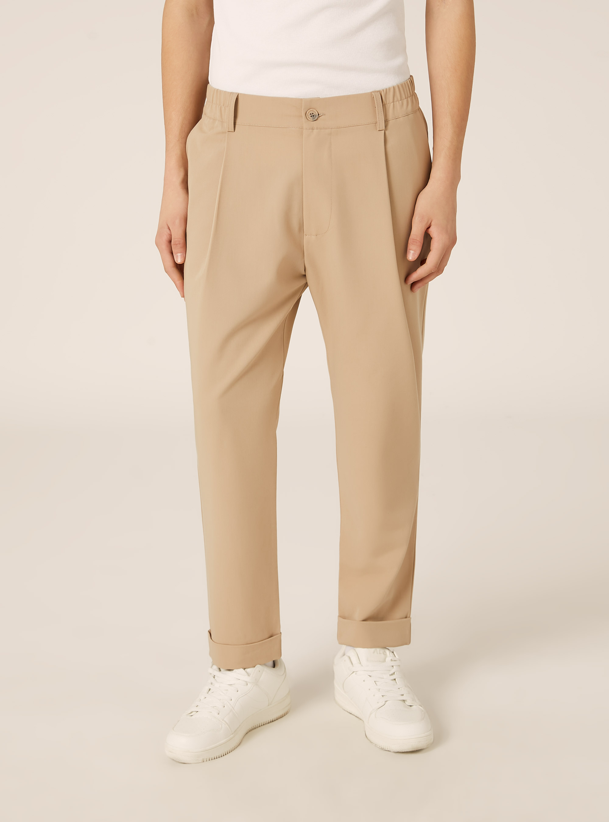 Karottenhose mit Bundfalten, BG2 BEIGE MEDIUM