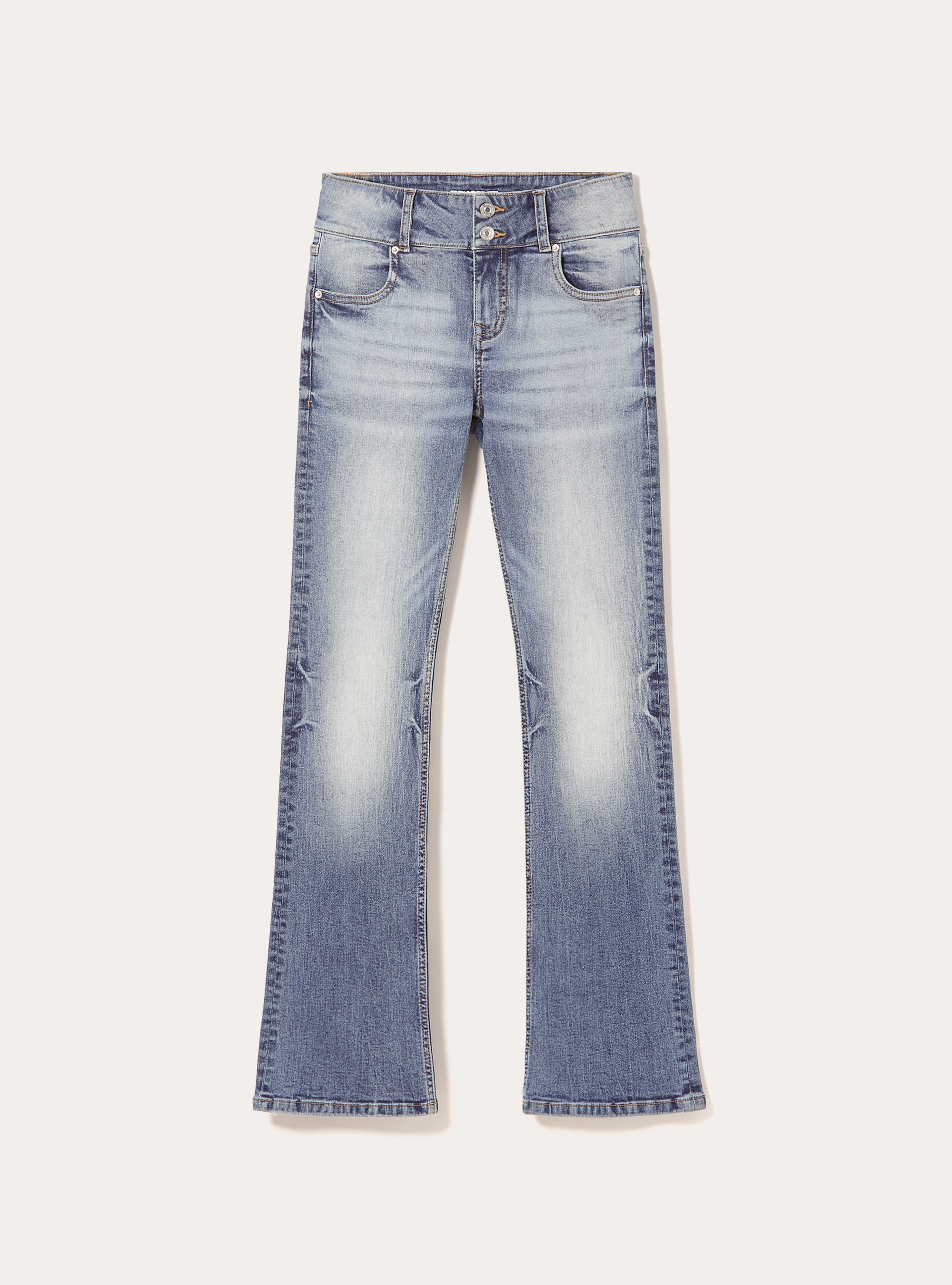 Jean bootcut skinny taille basse, D004 MEDIUM LIGHT BLUE